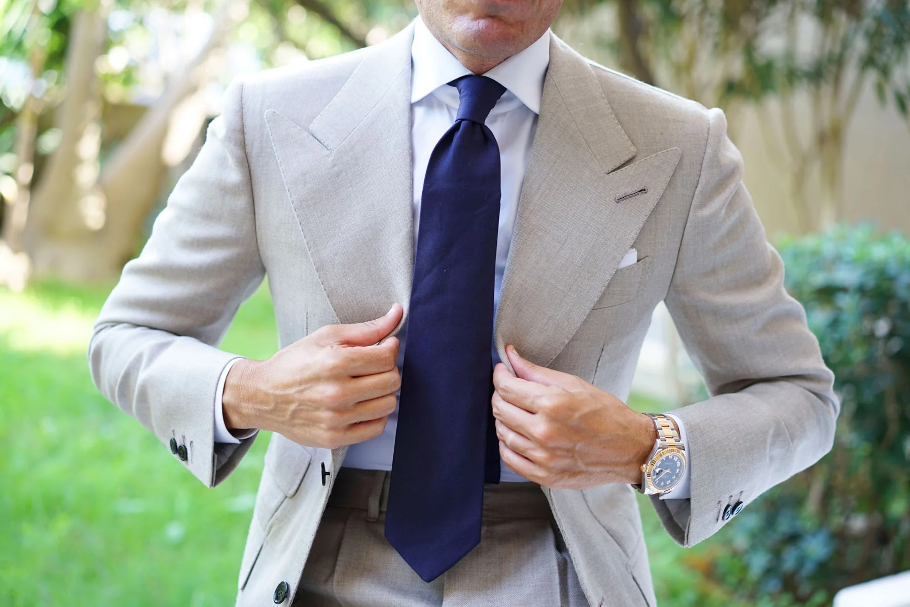 Navy Blue Cotton Necktie - Image 6