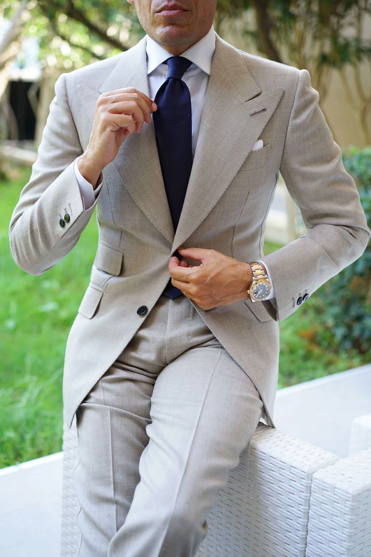 Navy Blue Cotton Necktie - Image 7