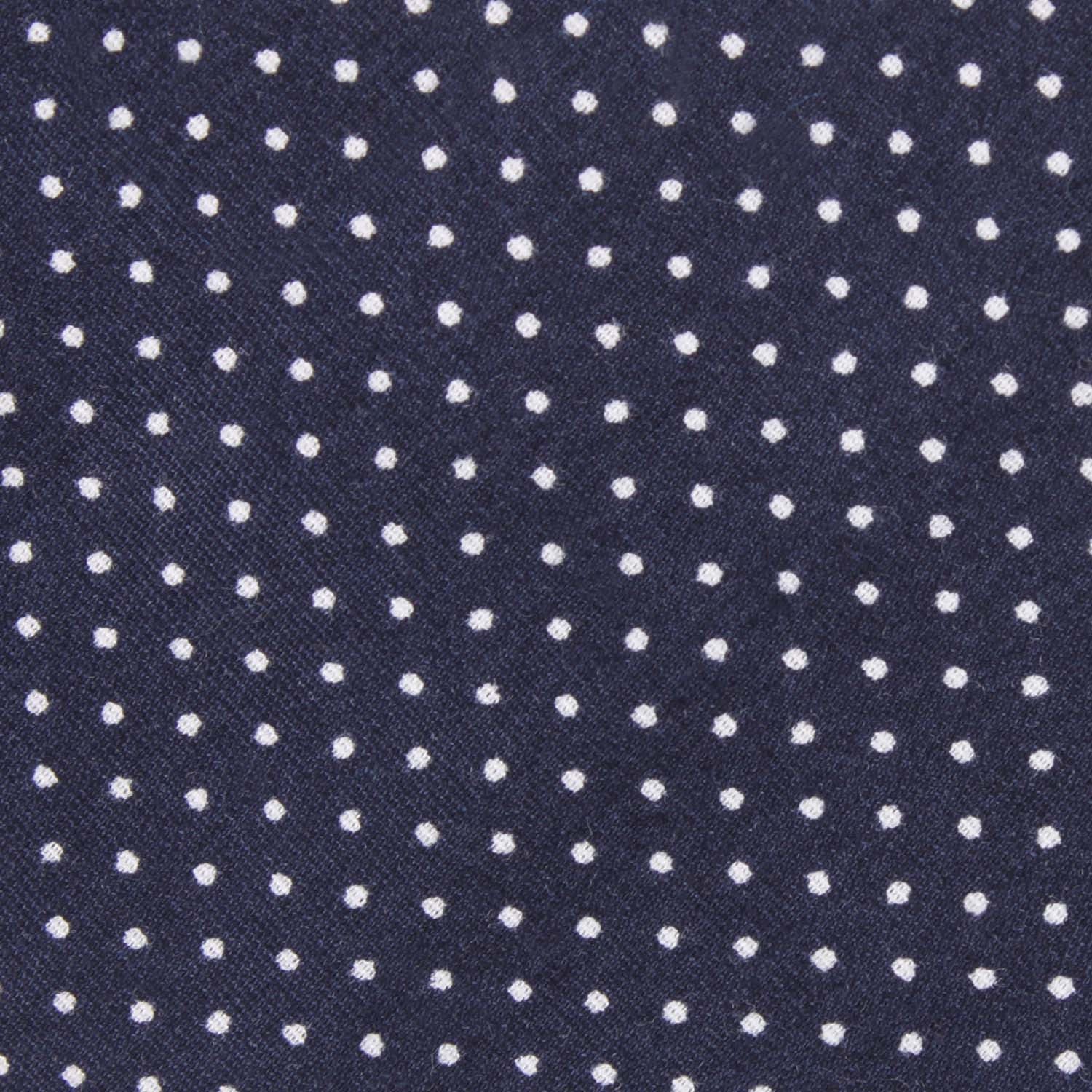Navy Blue Cotton with White Mini Polka Dots Skinny Tie - Image 4