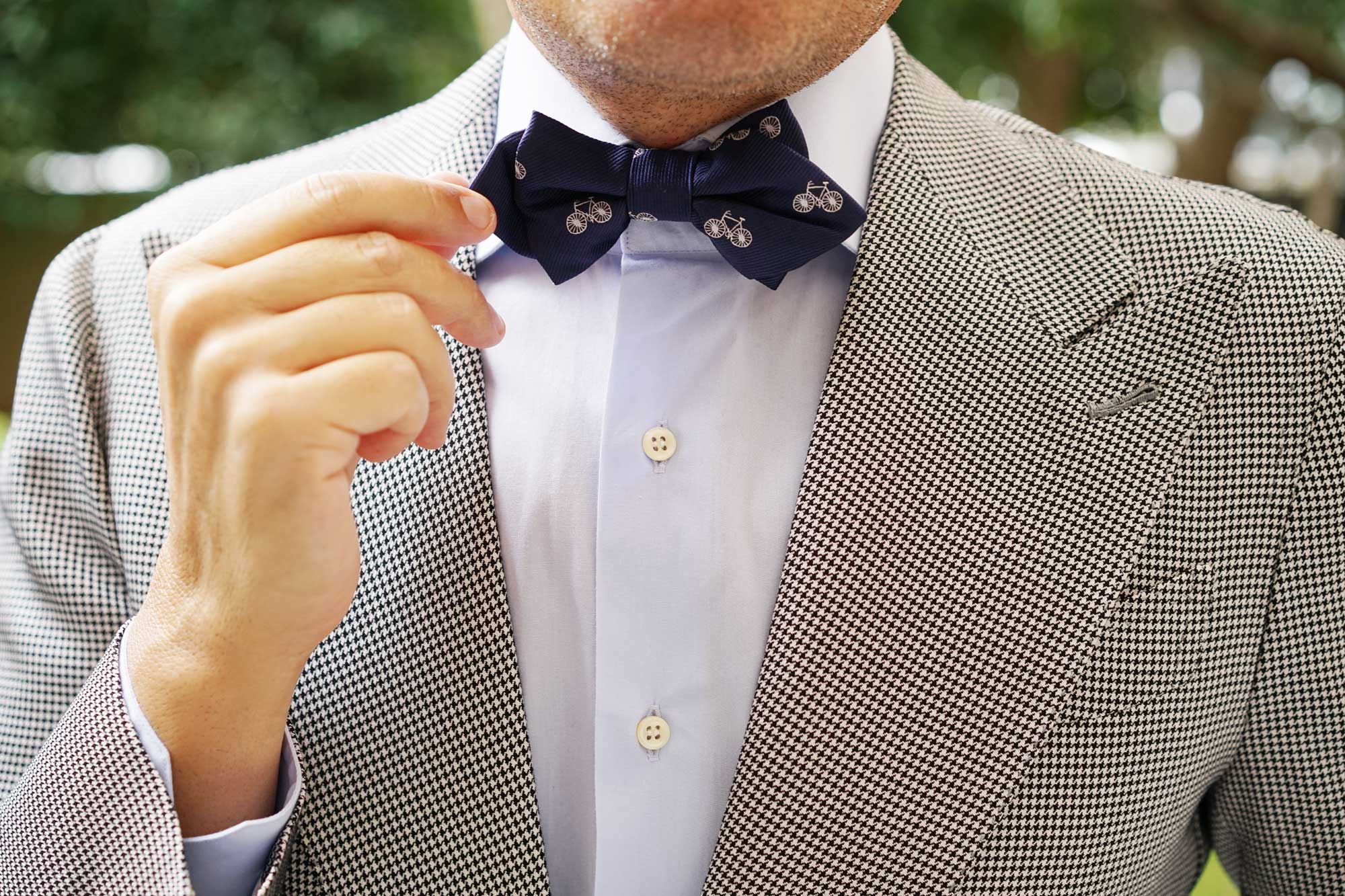 Navy Blue French Bicycle Diamond Bow Tie - Image 9