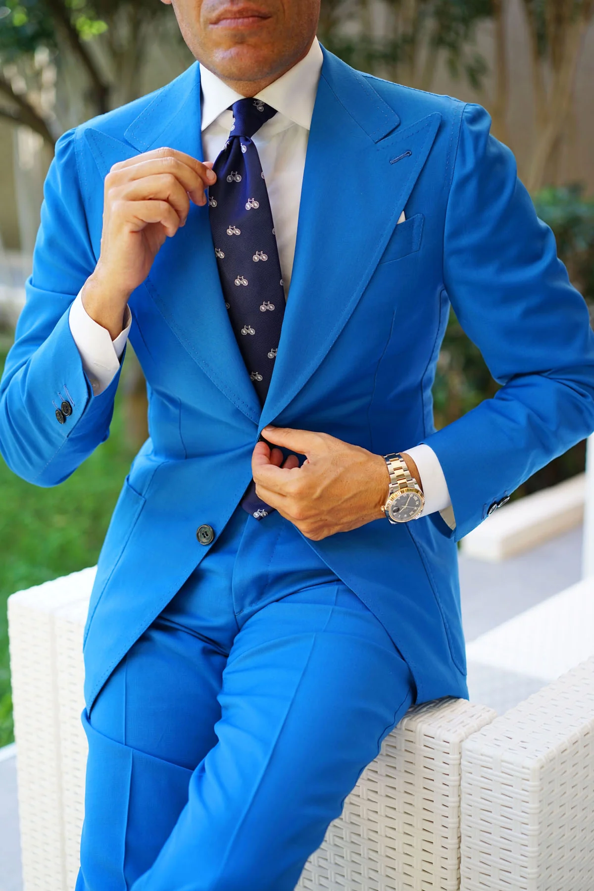 Navy Blue French Bicycle Necktie - Image 9