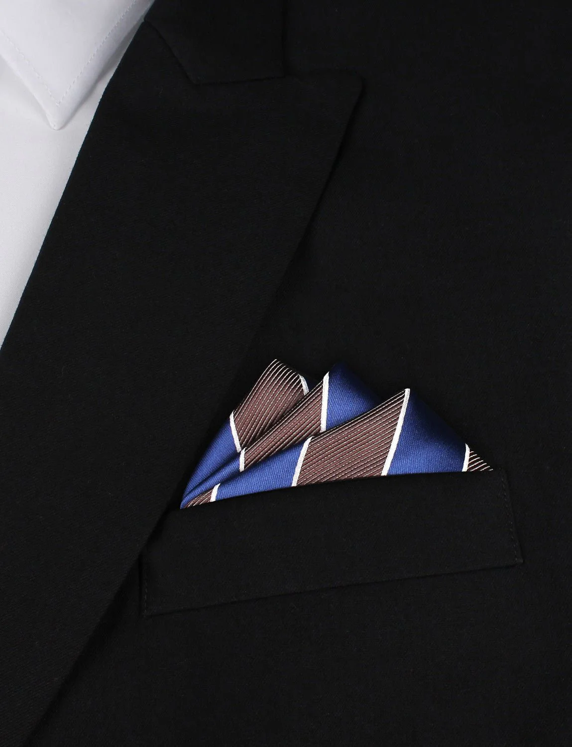 Navy Blue Grey White Diagonal - Pocket Square - Image 3