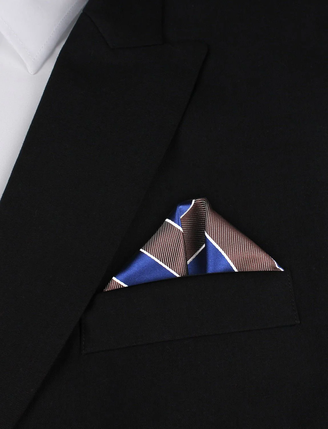Navy Blue Grey White Diagonal - Pocket Square - Image 4