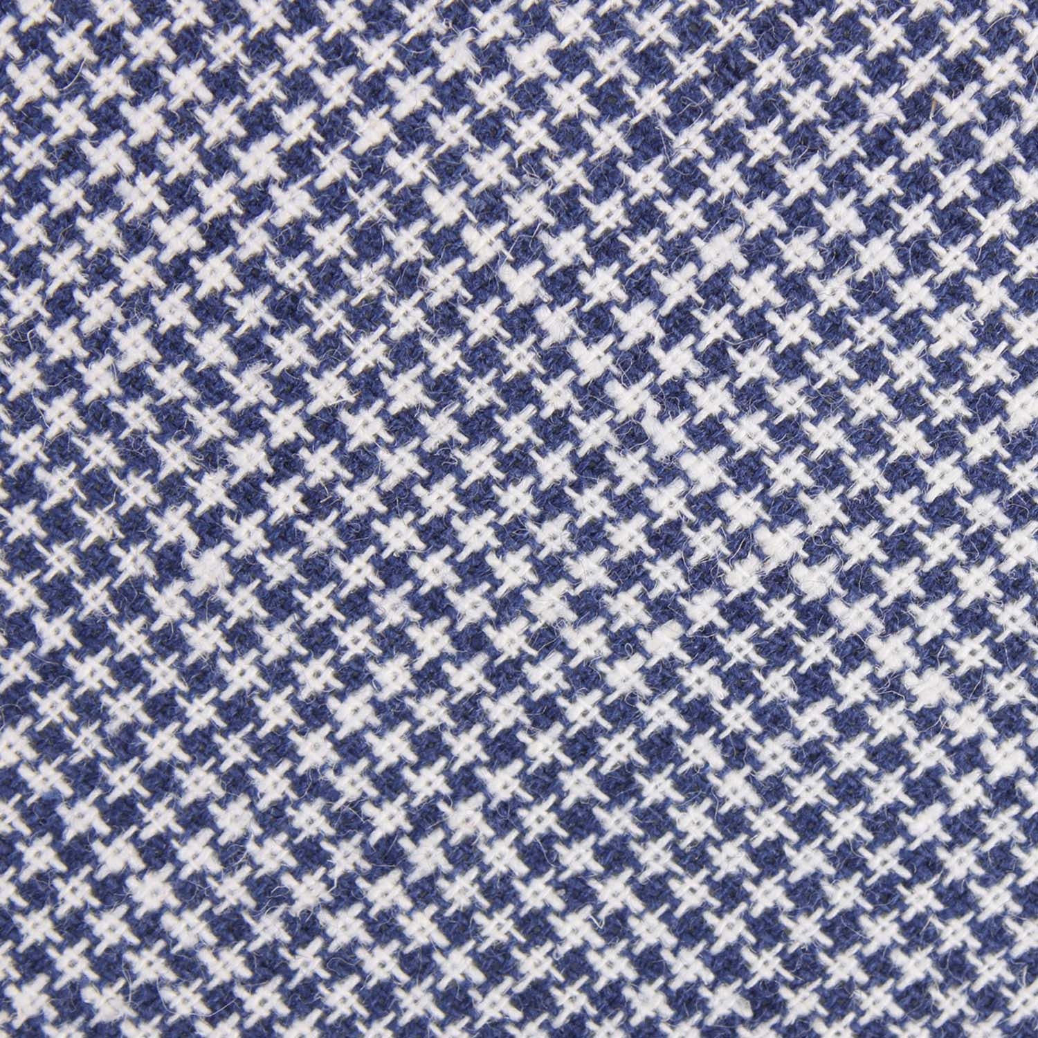 Navy Blue Houndstooth Linen Diamond Bow Tie - Image 2