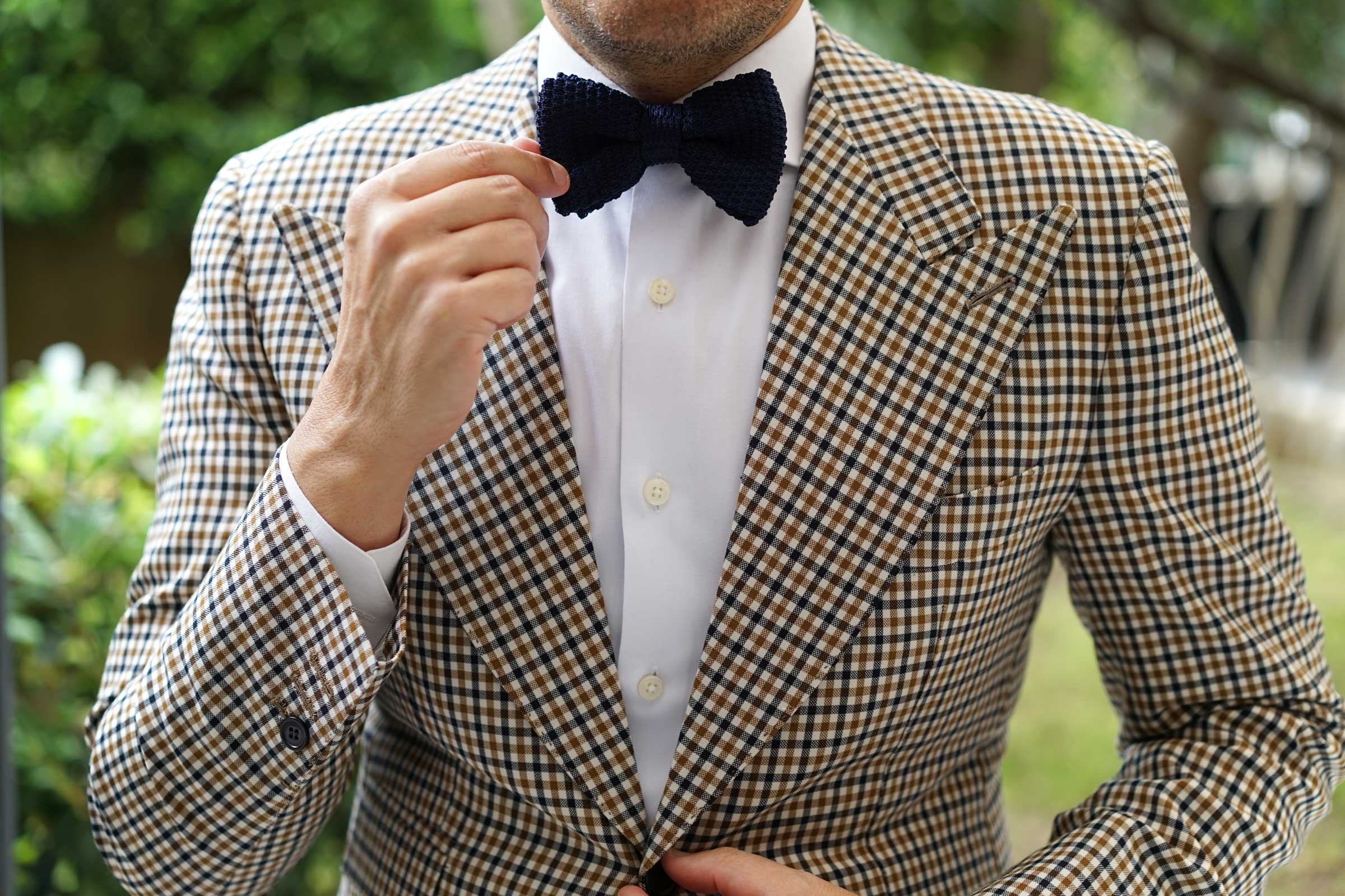 Navy Blue Knitted Bow Tie - Image 3