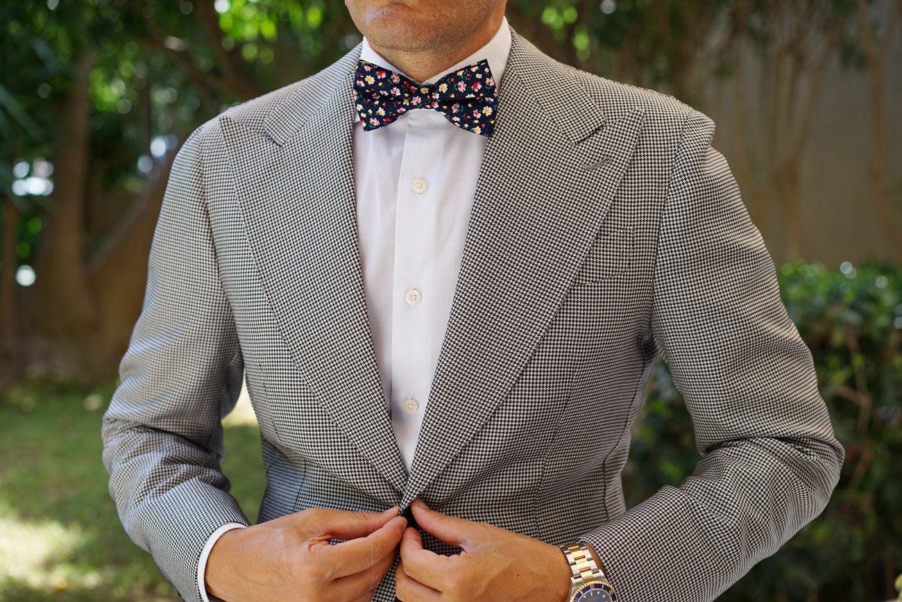 Navy Blue Liberty Floral Flower Bow Tie - Image 3