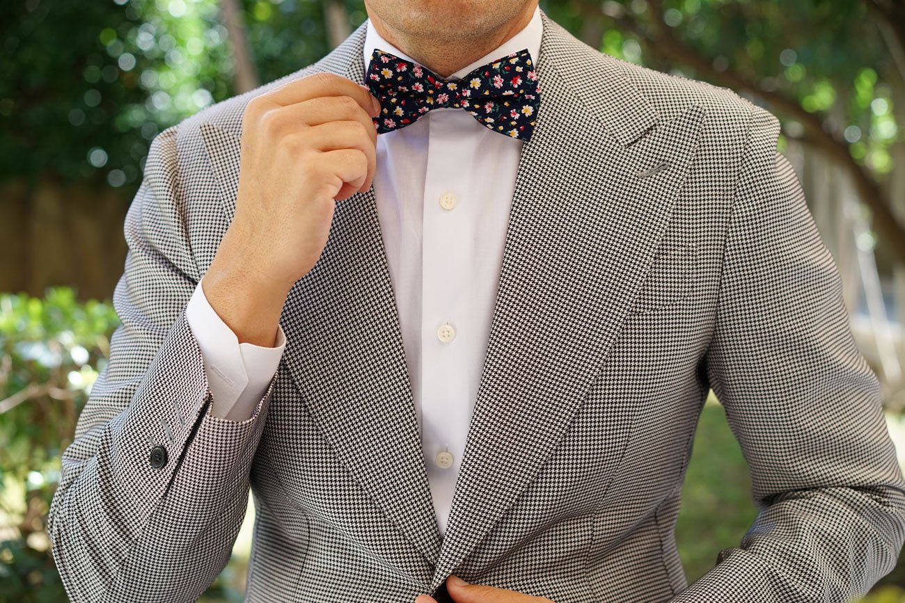 Navy Blue Liberty Floral Flower Bow Tie - Image 8