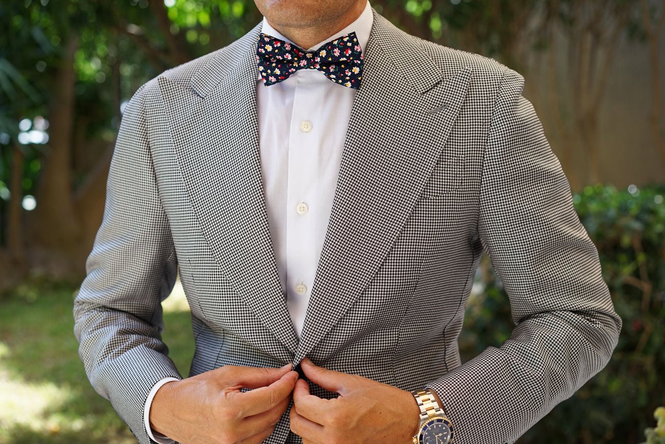 Navy Blue Liberty Floral Flower Bow Tie - Image 9