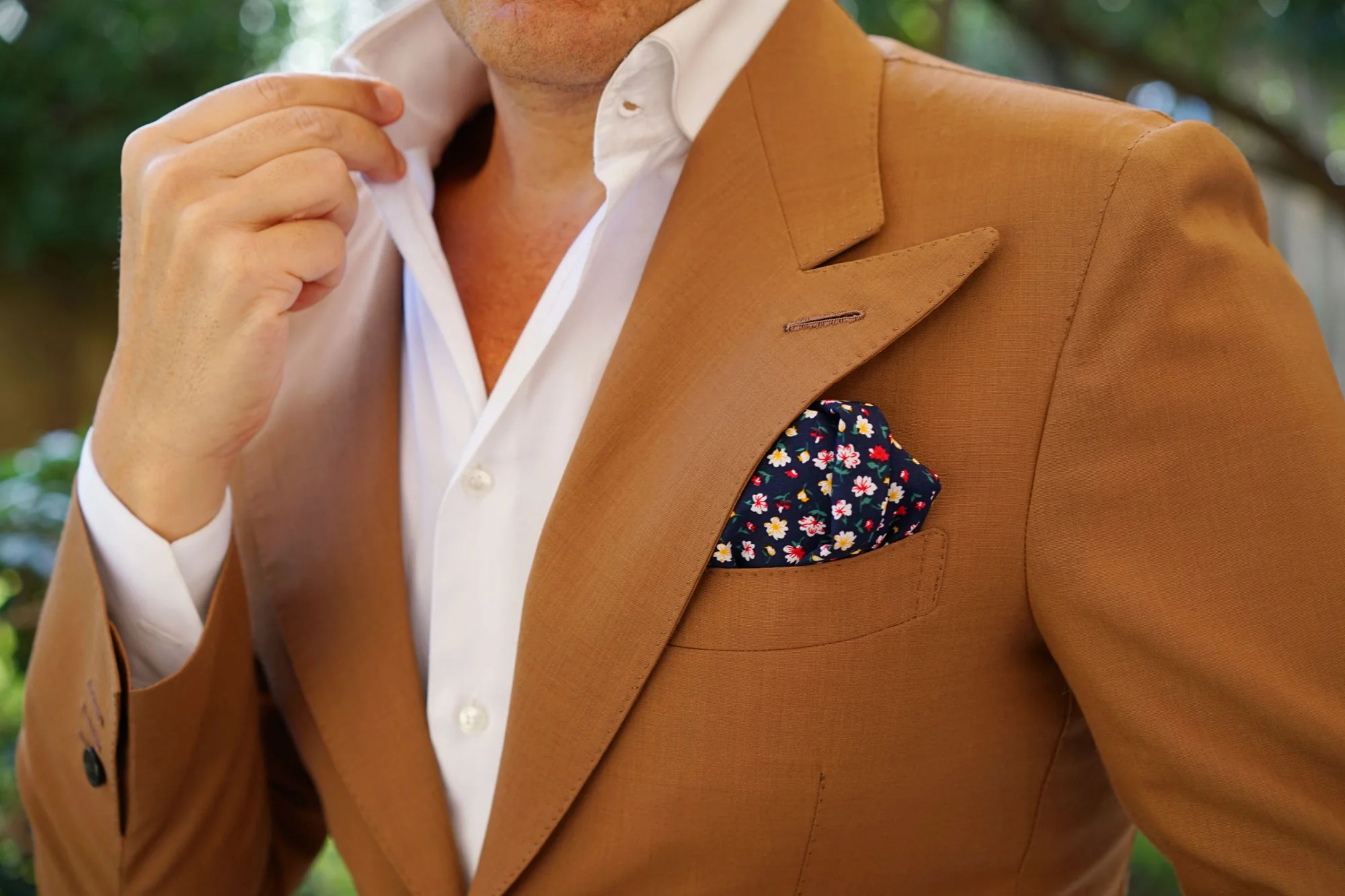 Navy Blue Liberty Floral Flower Pocket Square - Image 6