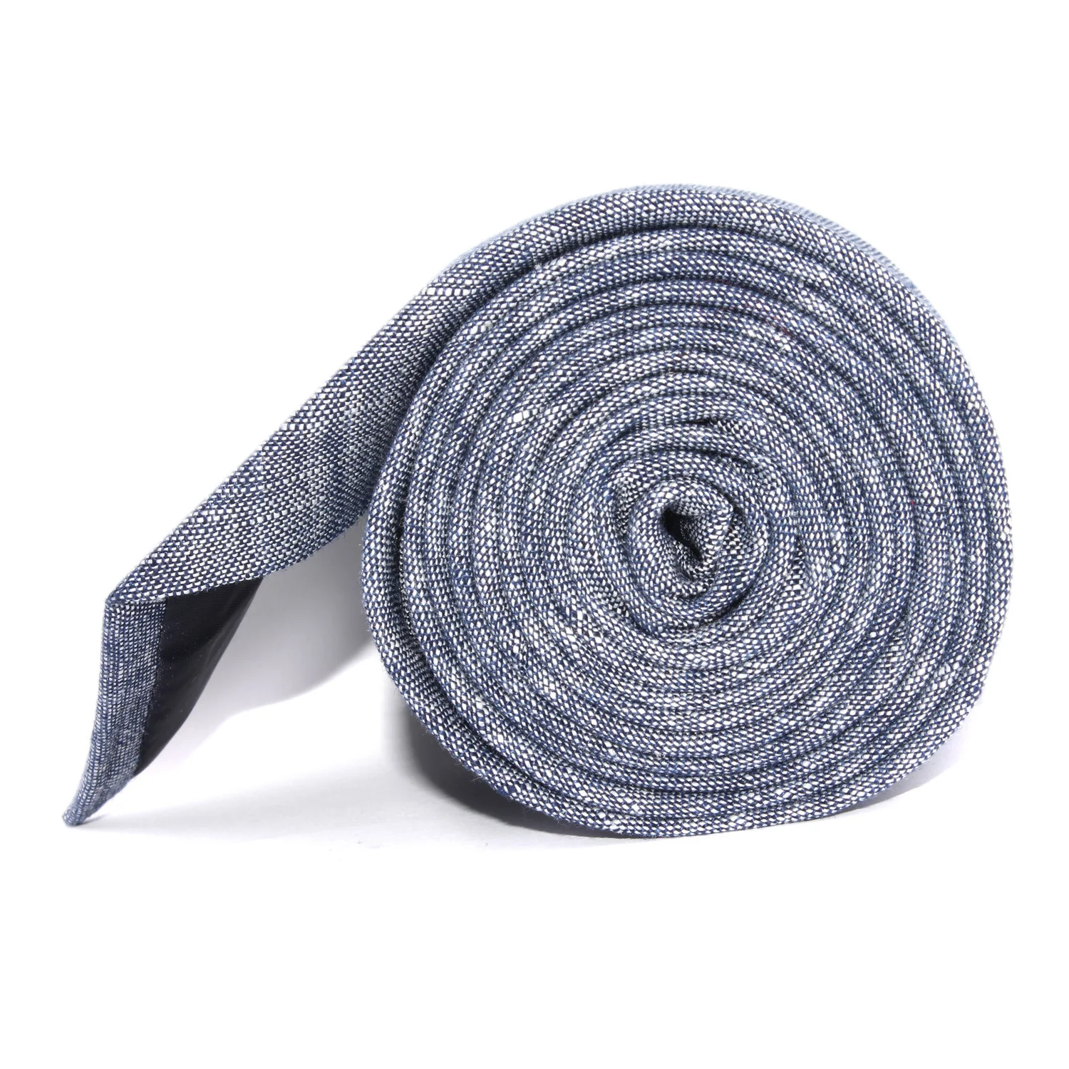 Navy Blue Linen Chambray Necktie - Image 4
