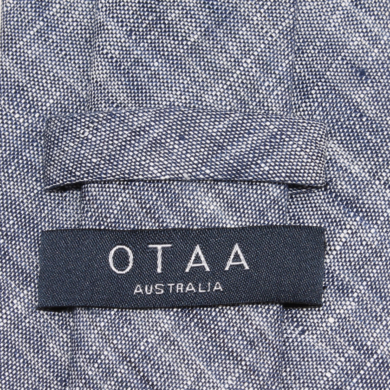 Navy Blue Linen Chambray Necktie - Image 5