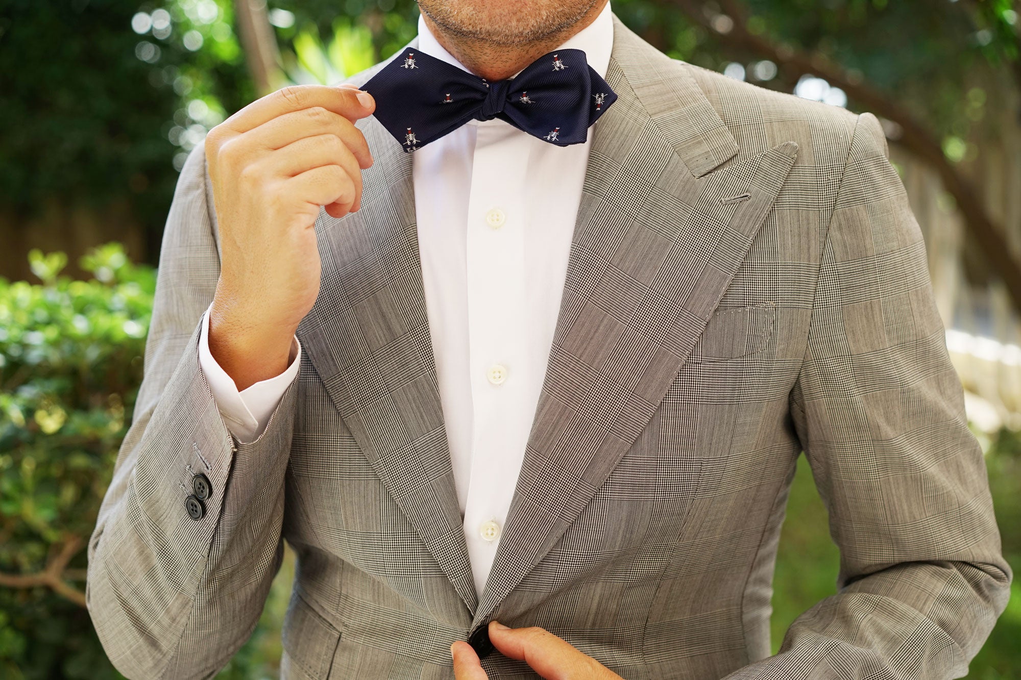 Navy Blue Lobster Self Tie Diamond Tip Bow Tie - Image 11