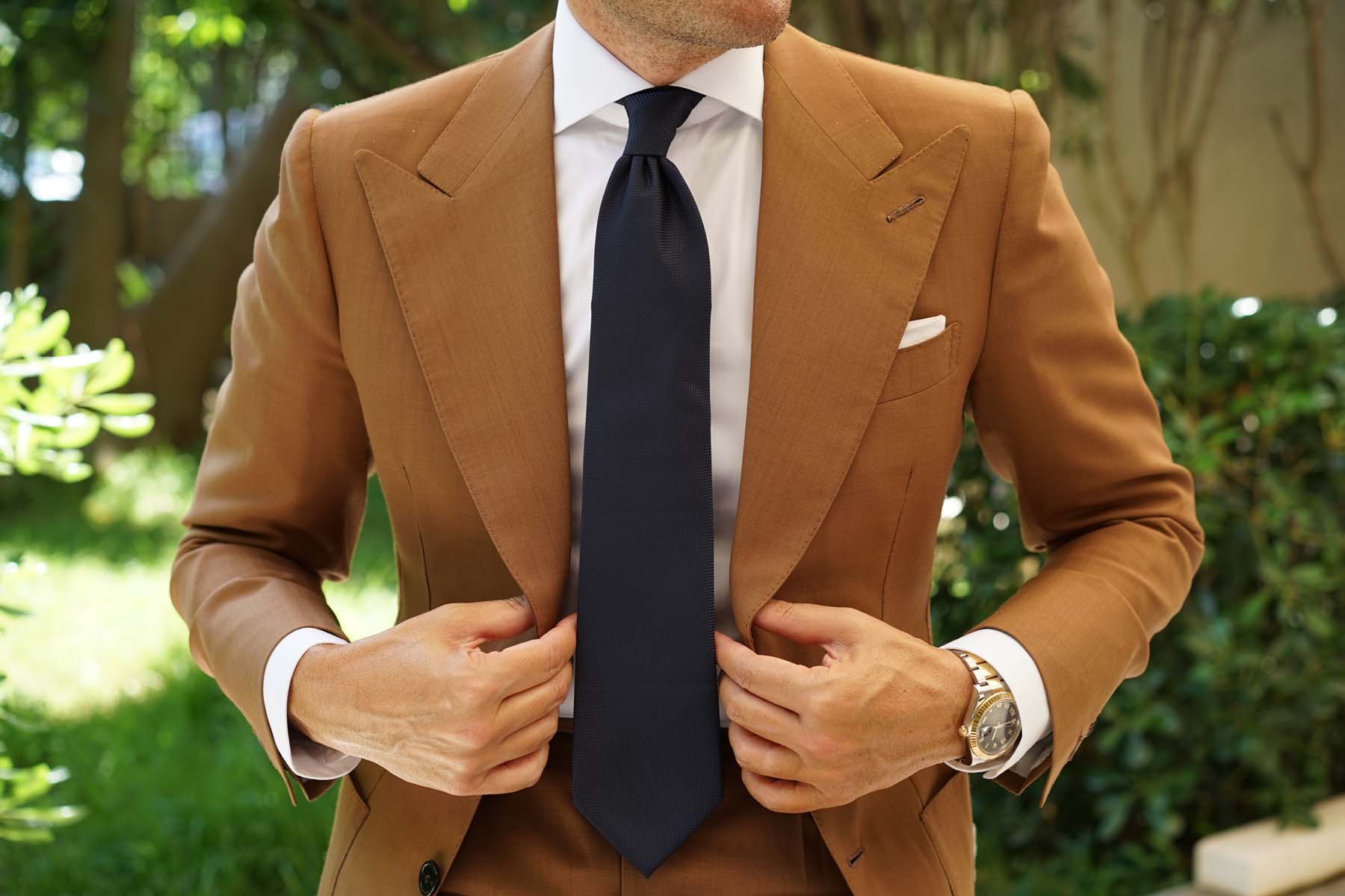 Navy Blue Oxford Stitch Necktie - Image 10