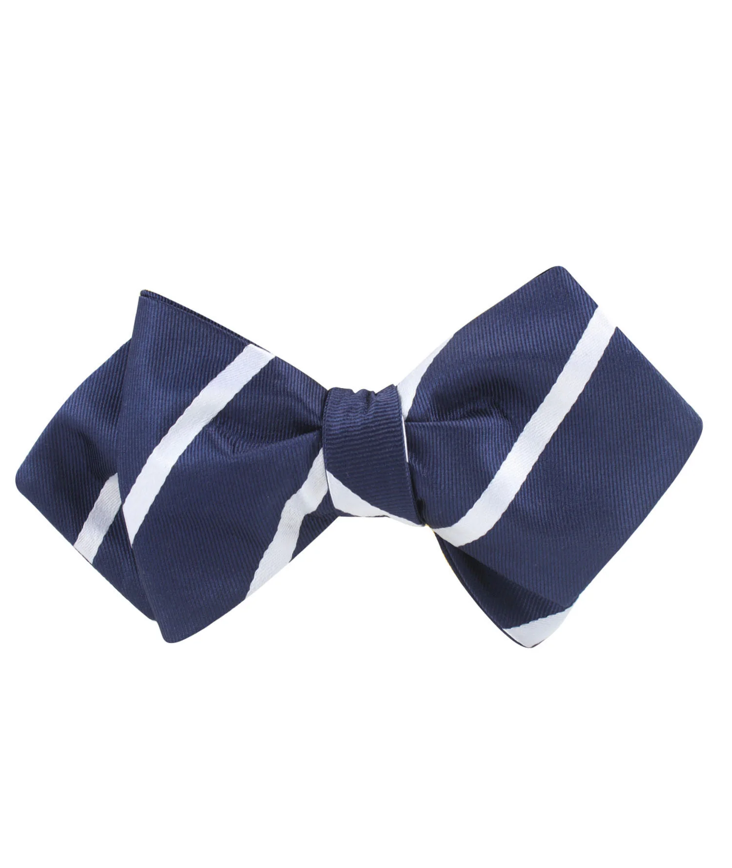 Navy Blue Pencil Stripe Diamond Self Bow Tie - Image 2