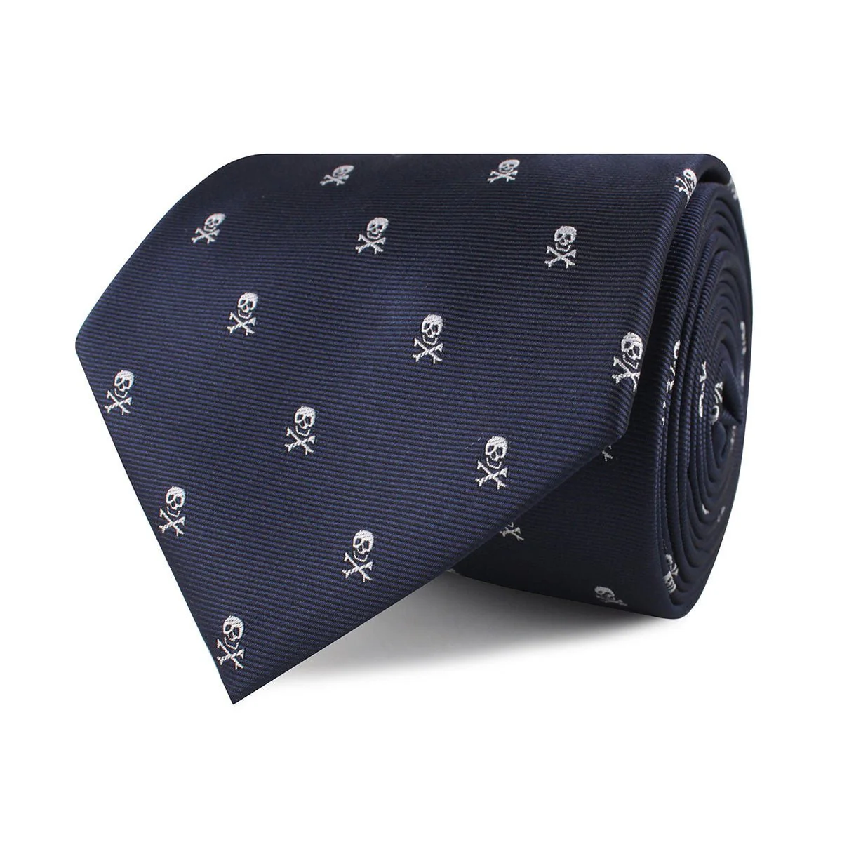 Navy Blue Pirate Skull Necktie - Image 2