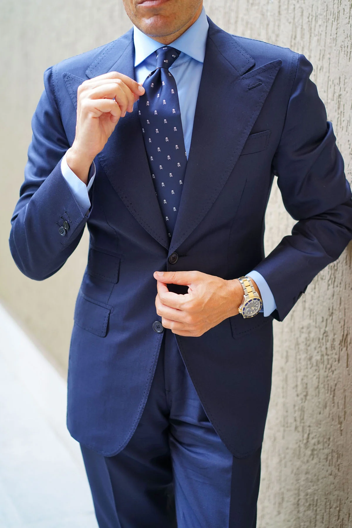 Navy Blue Pirate Skull Necktie - Image 8