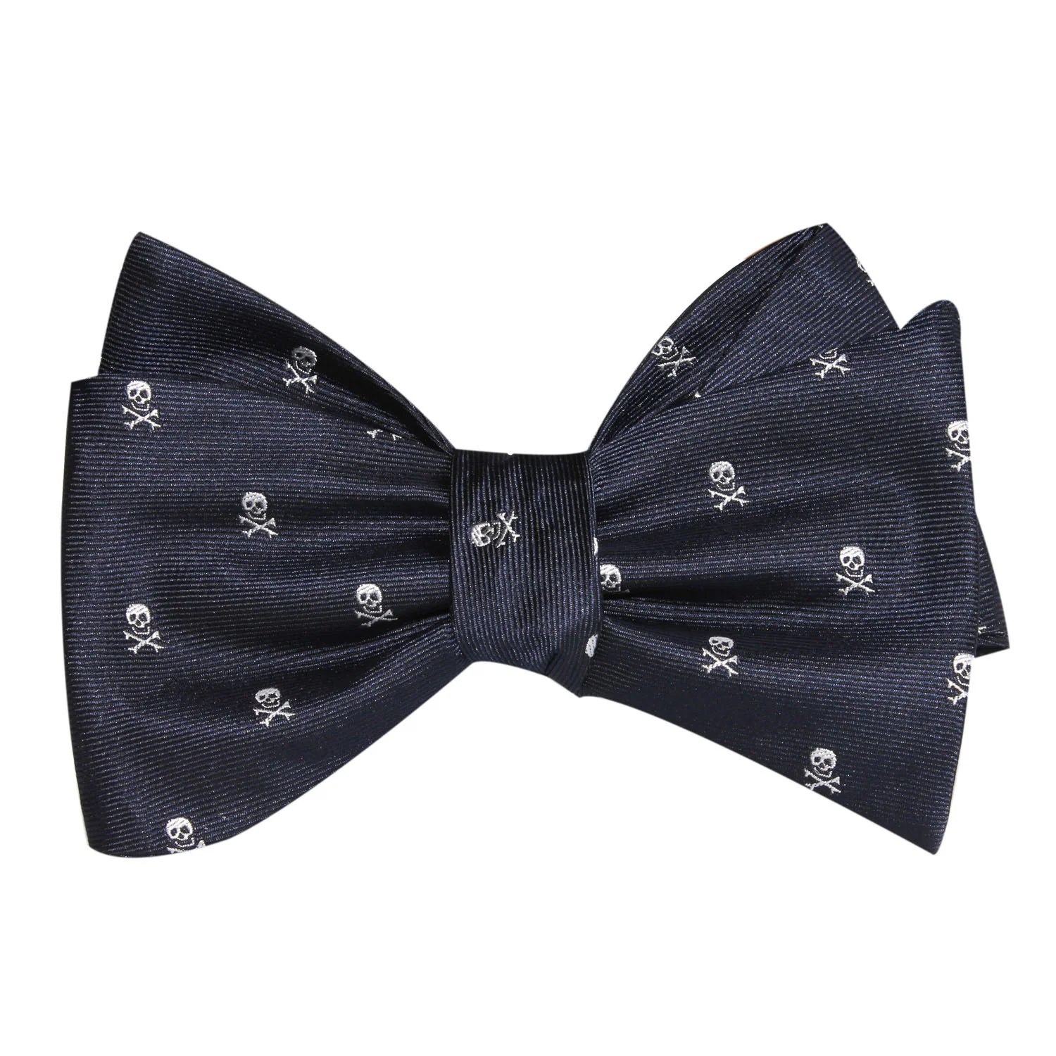 Navy Blue Pirate Skull Self Tie Bow Tie - Image 2
