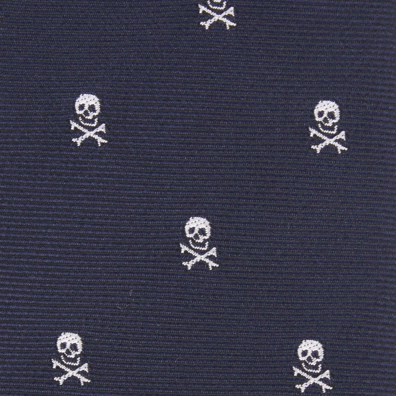 Navy Blue Pirate Skull Self Tie Diamond Tip Bow Tie - Image 5