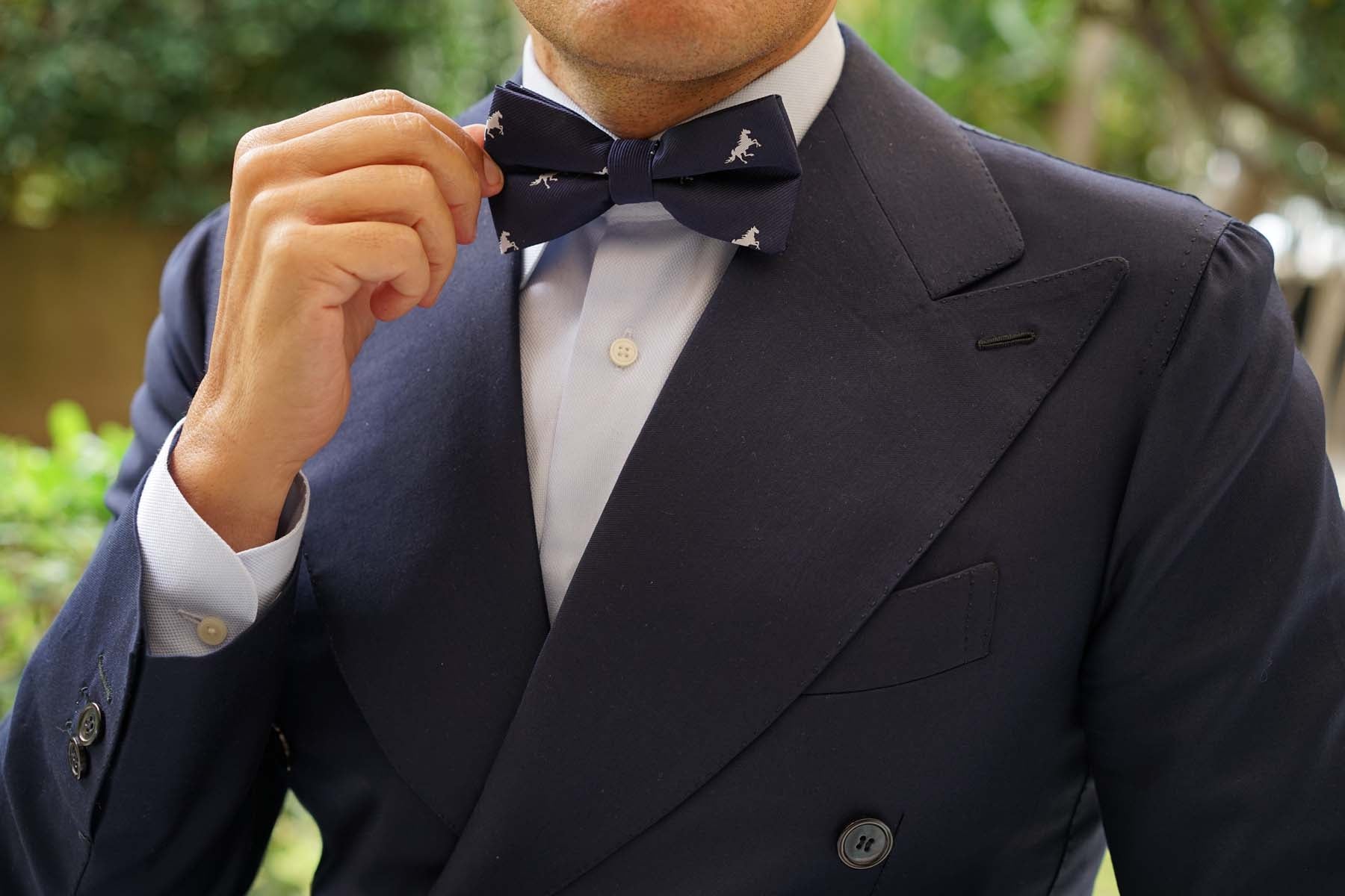 Navy Blue Race Horse Bow Tie - Image 5