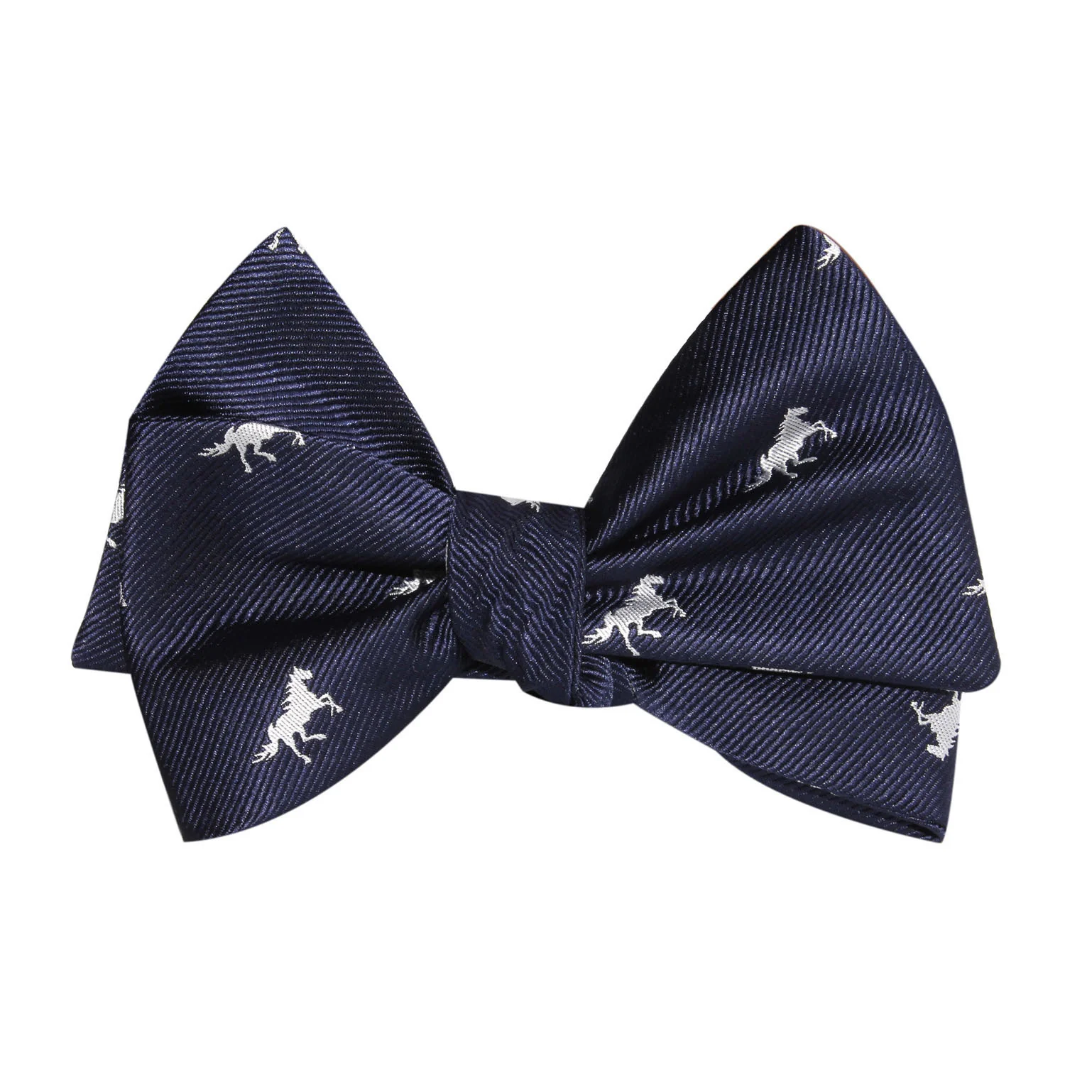 Navy Blue Race Horse Self Tie Bow Tie - Image 3