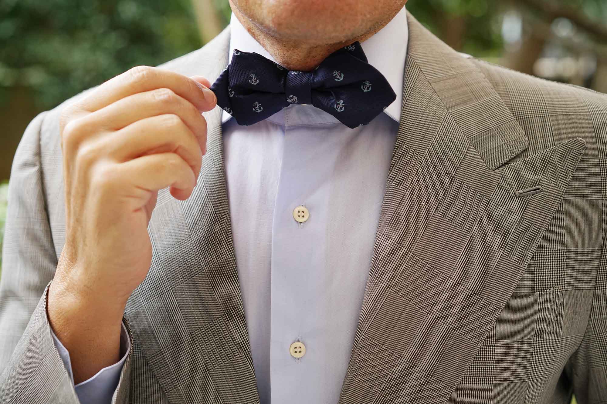 Navy Blue Sail Anchor Diamond Bow Tie - Image 6