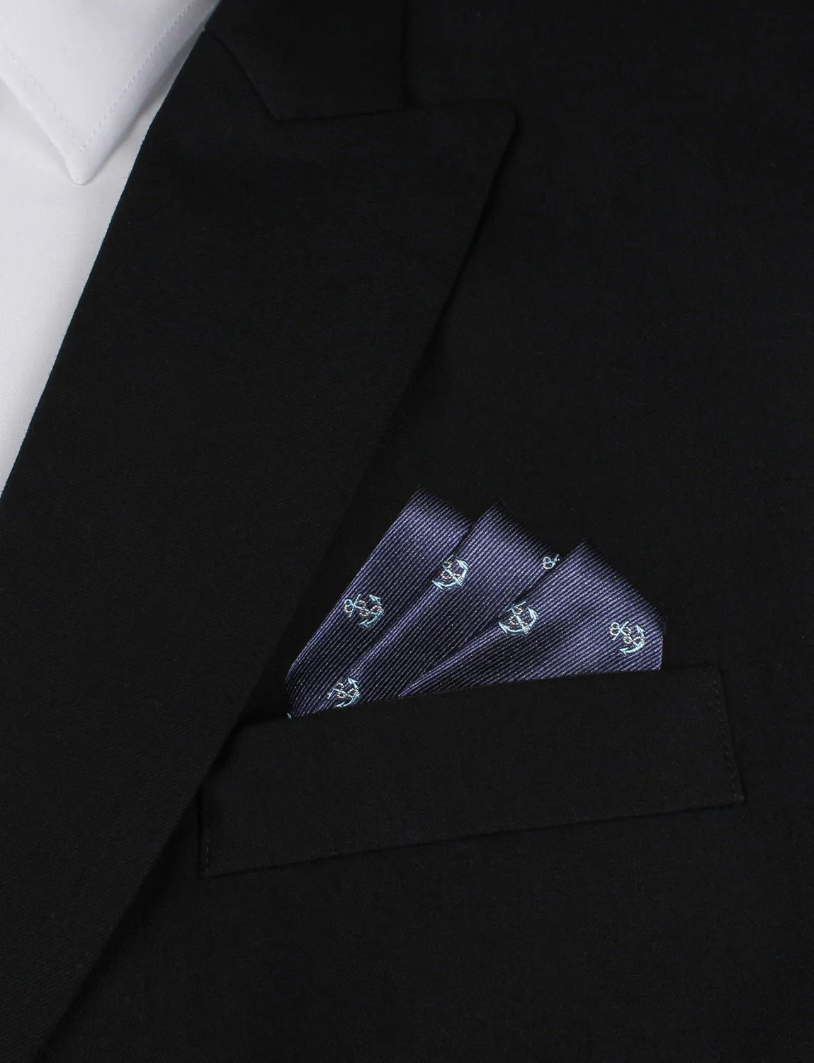 Navy Blue Sail Anchor Pocket Square - Image 3