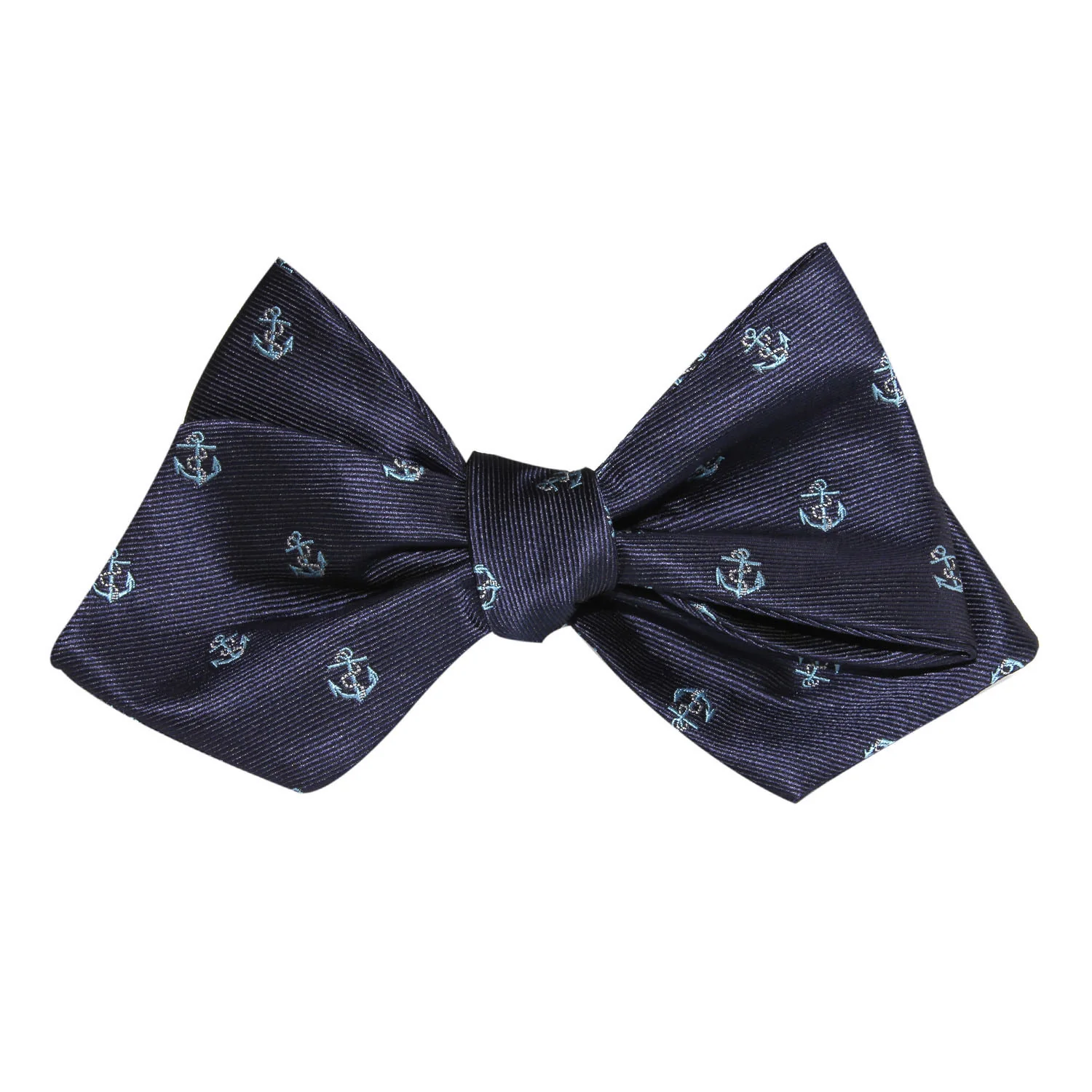 Navy Blue Sail Anchor Self Tie Diamond Tip Bow Tie - Image 2
