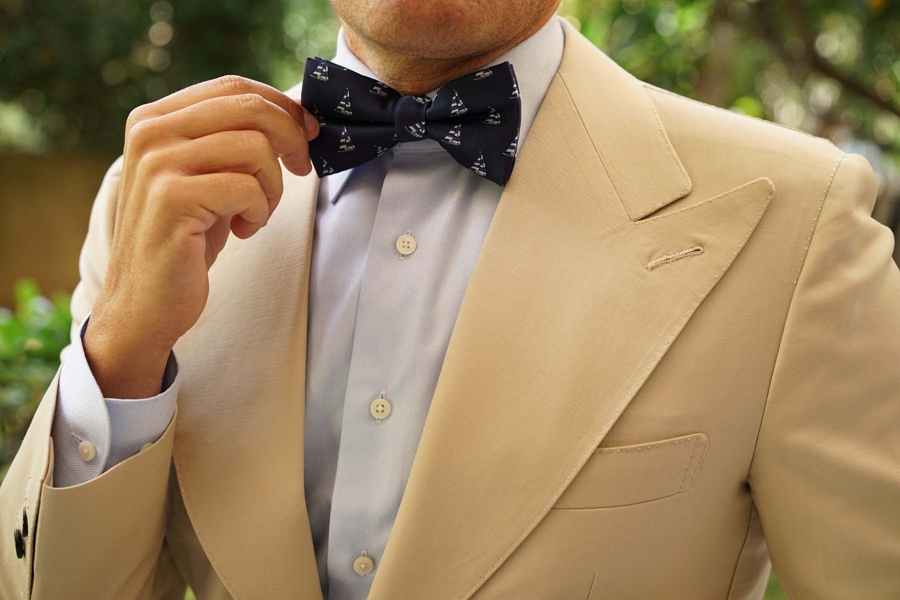 Navy Blue Sailor Boat Bow Tie - Image 5