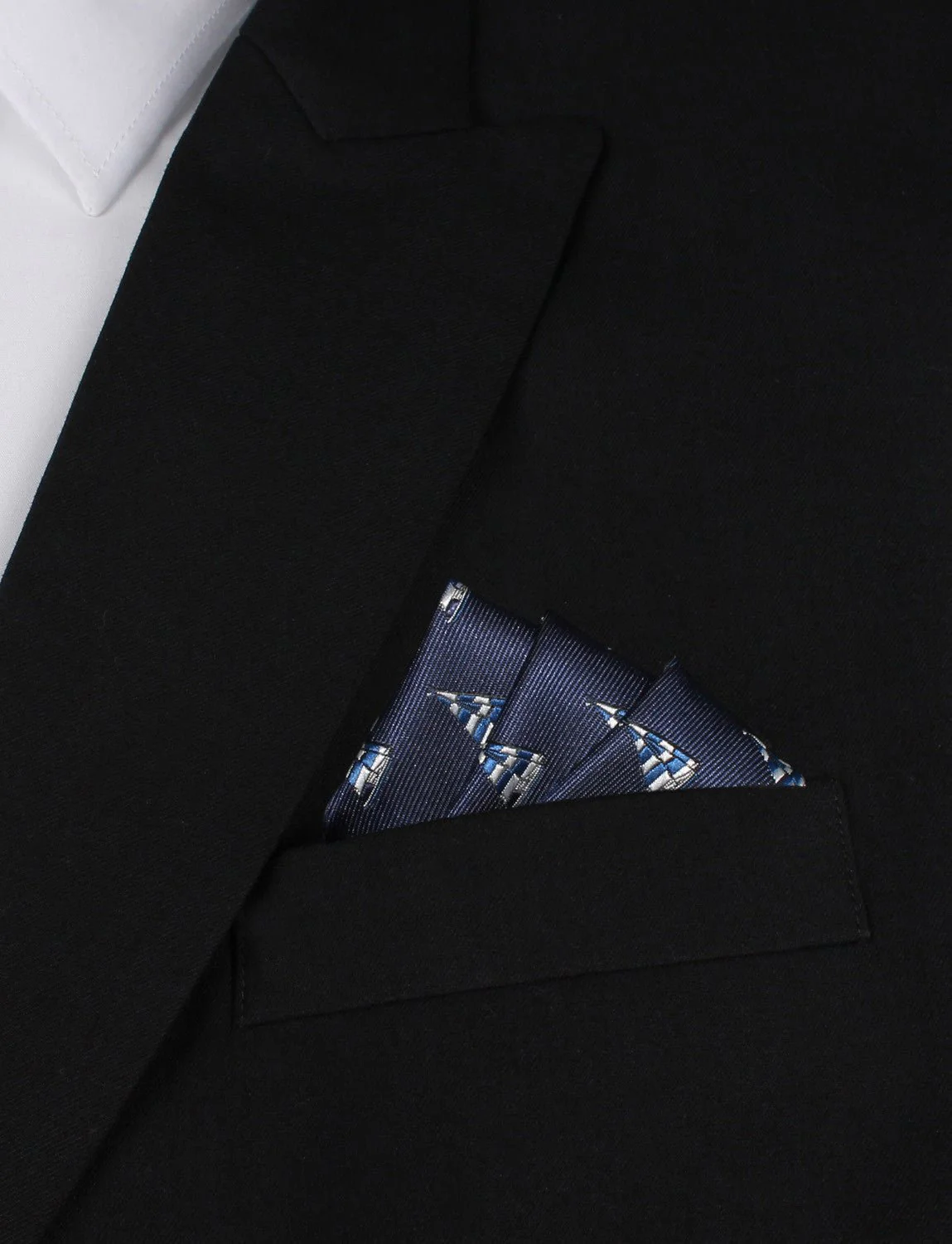 Navy Blue Sailor Boat Pocket Square - Image 3