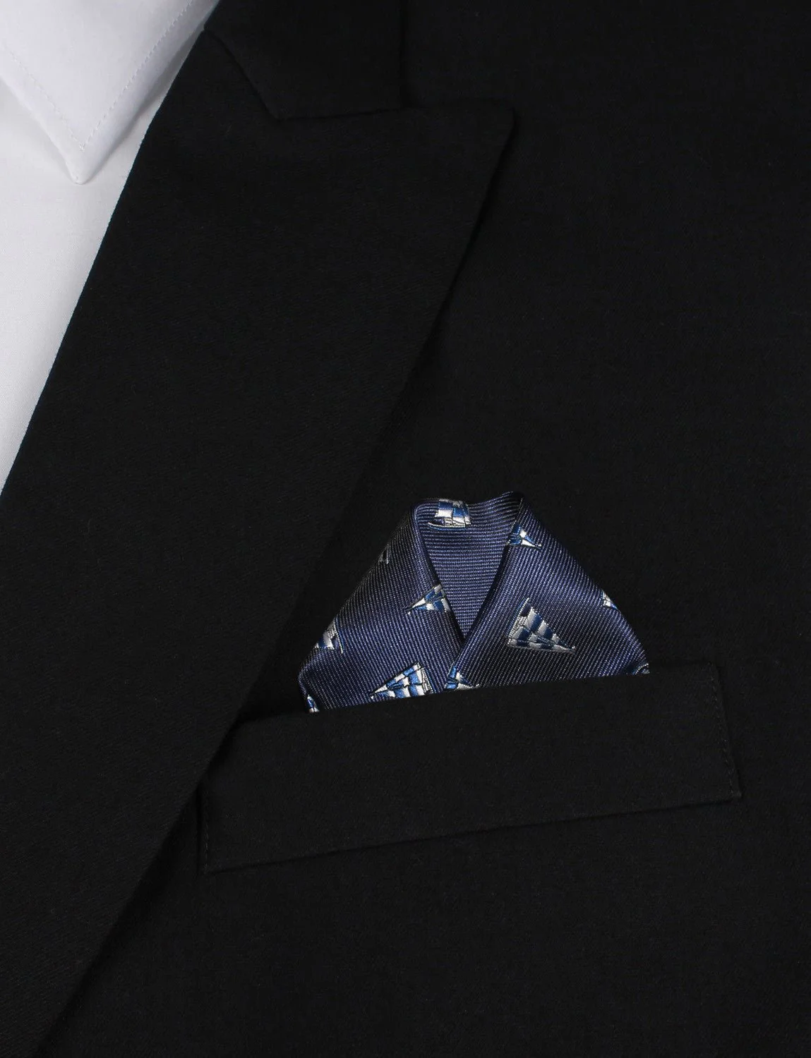 Navy Blue Sailor Boat Pocket Square - Image 4