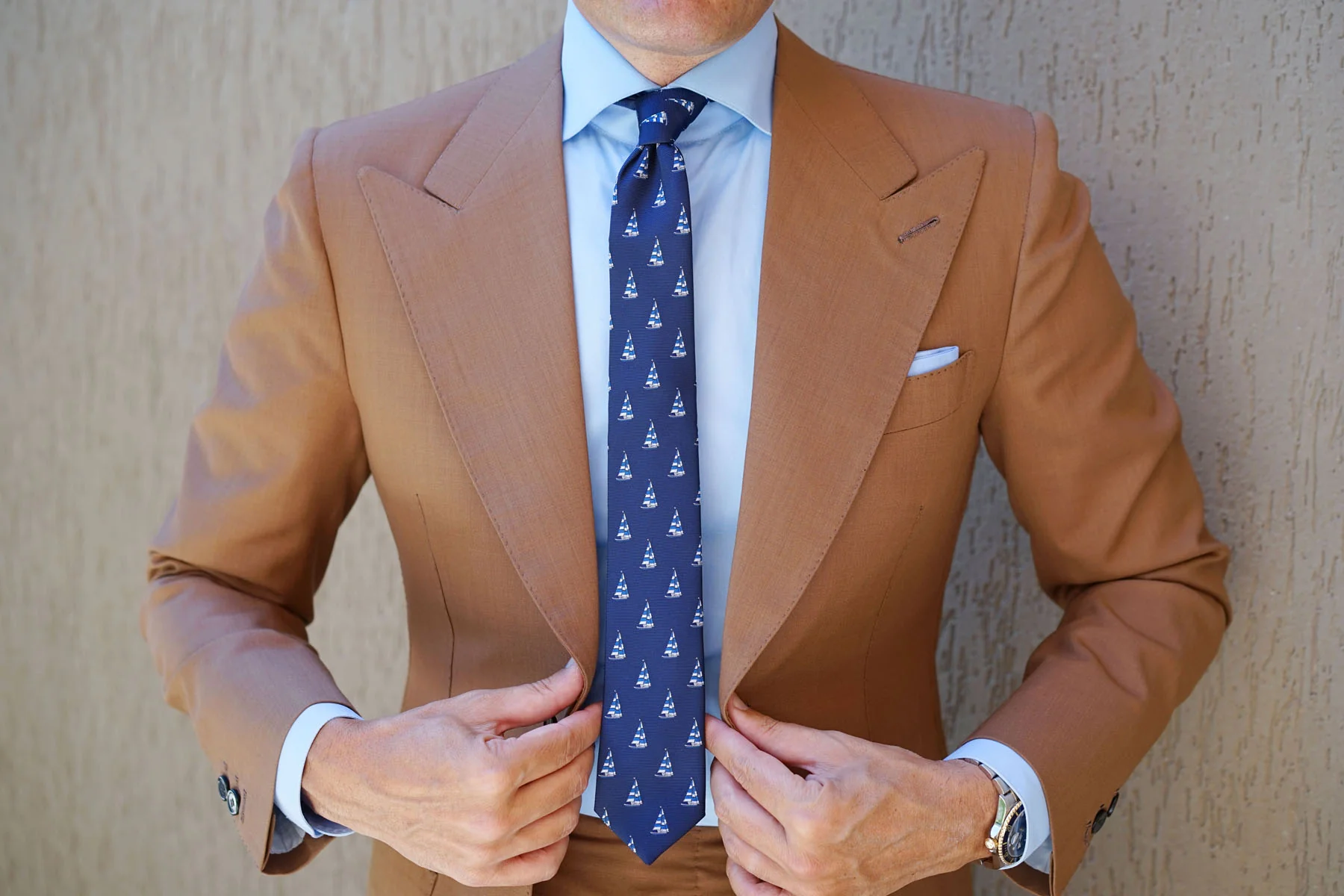 Navy Blue Sailor Boat Skinny Tie - Image 10