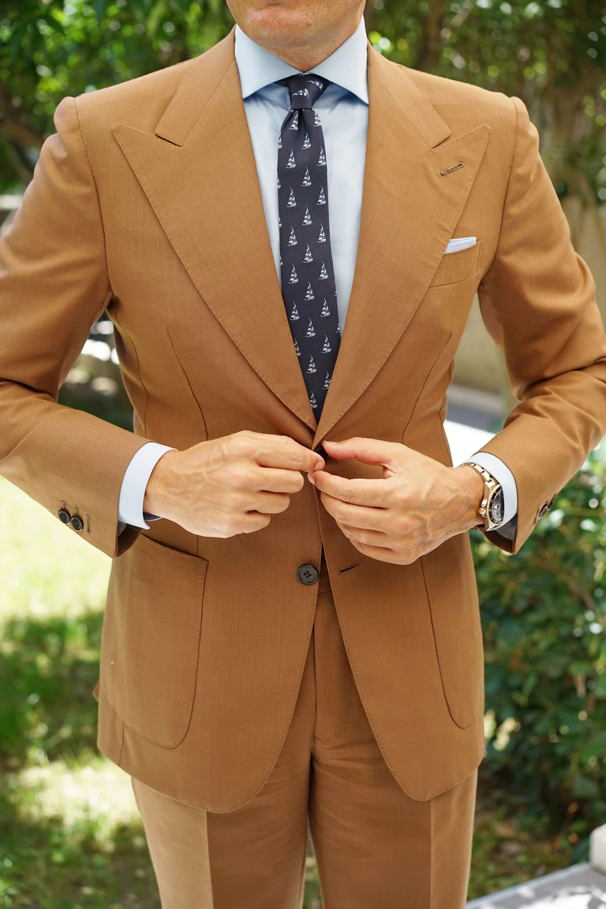 Navy Blue Sailor Boat Skinny Tie - Image 12