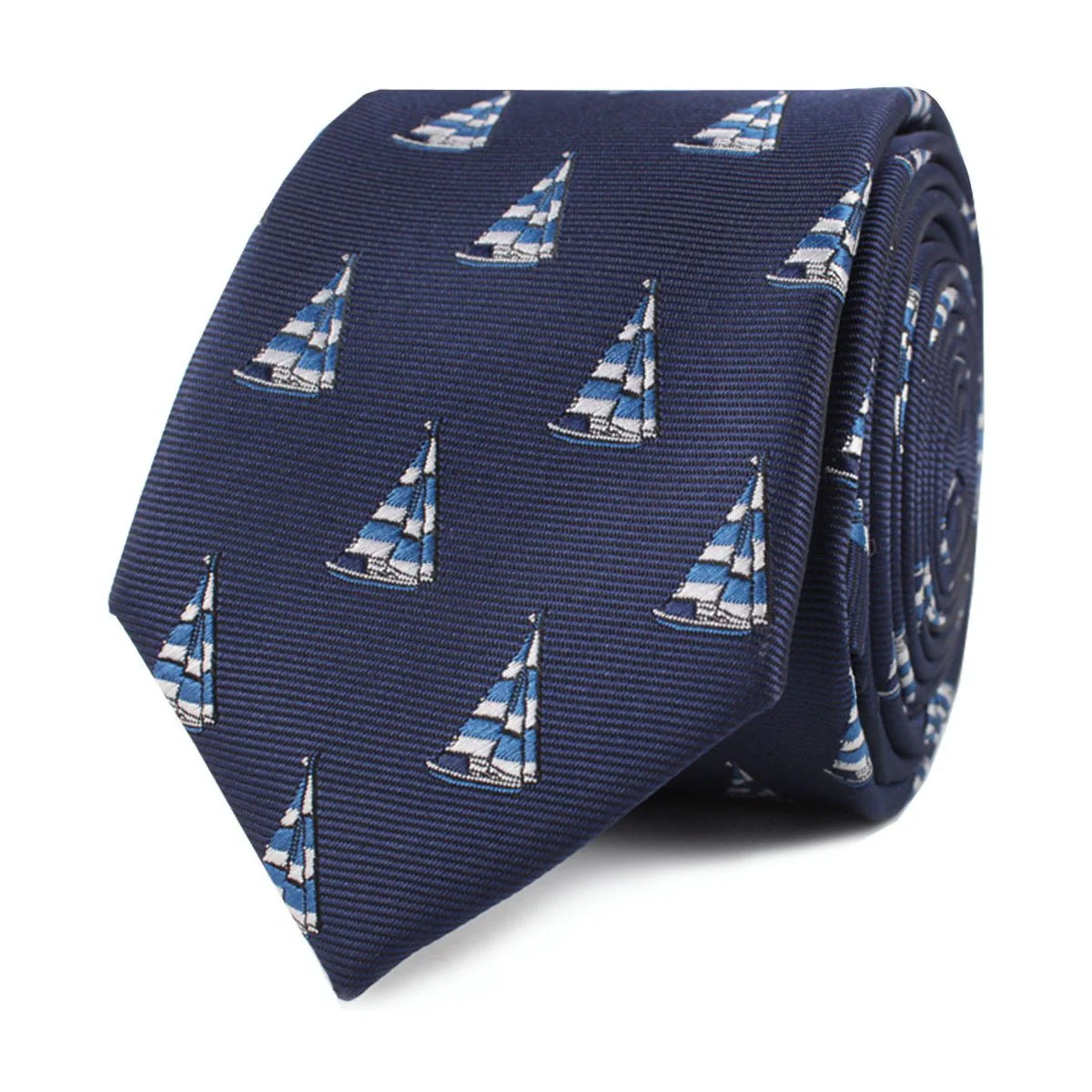 Navy Blue Sailor Boat Skinny Tie - Image 2