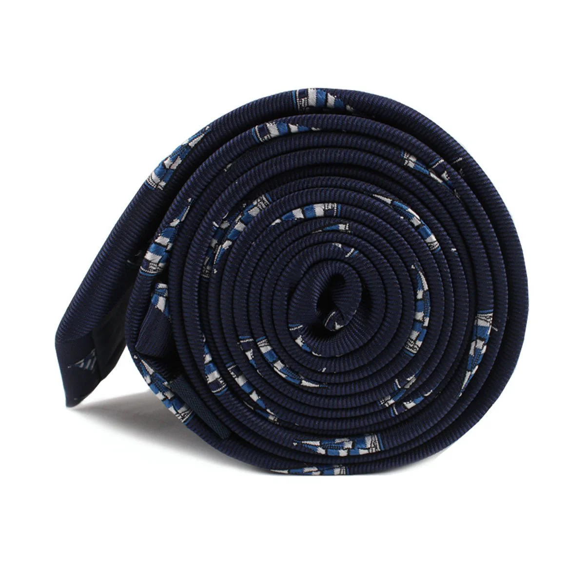 Navy Blue Sailor Boat Skinny Tie - Image 3