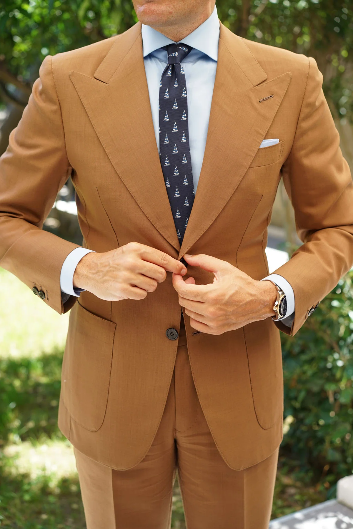 Navy Blue Sailor Boat Skinny Tie - Image 6
