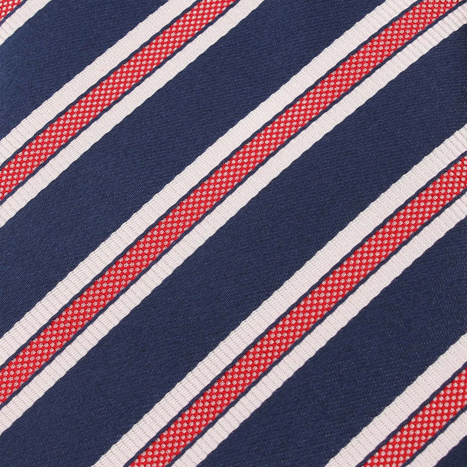 Navy Blue Skinny Tie with Red Stripes - Image 4