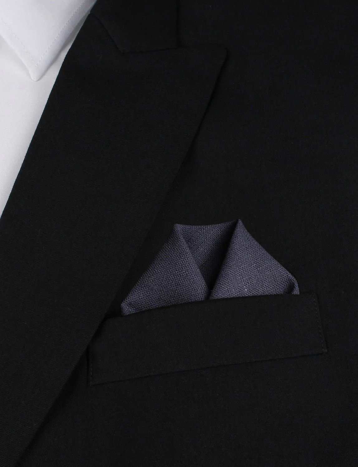 Navy Blue Slub Linen Pocket Square - Image 4