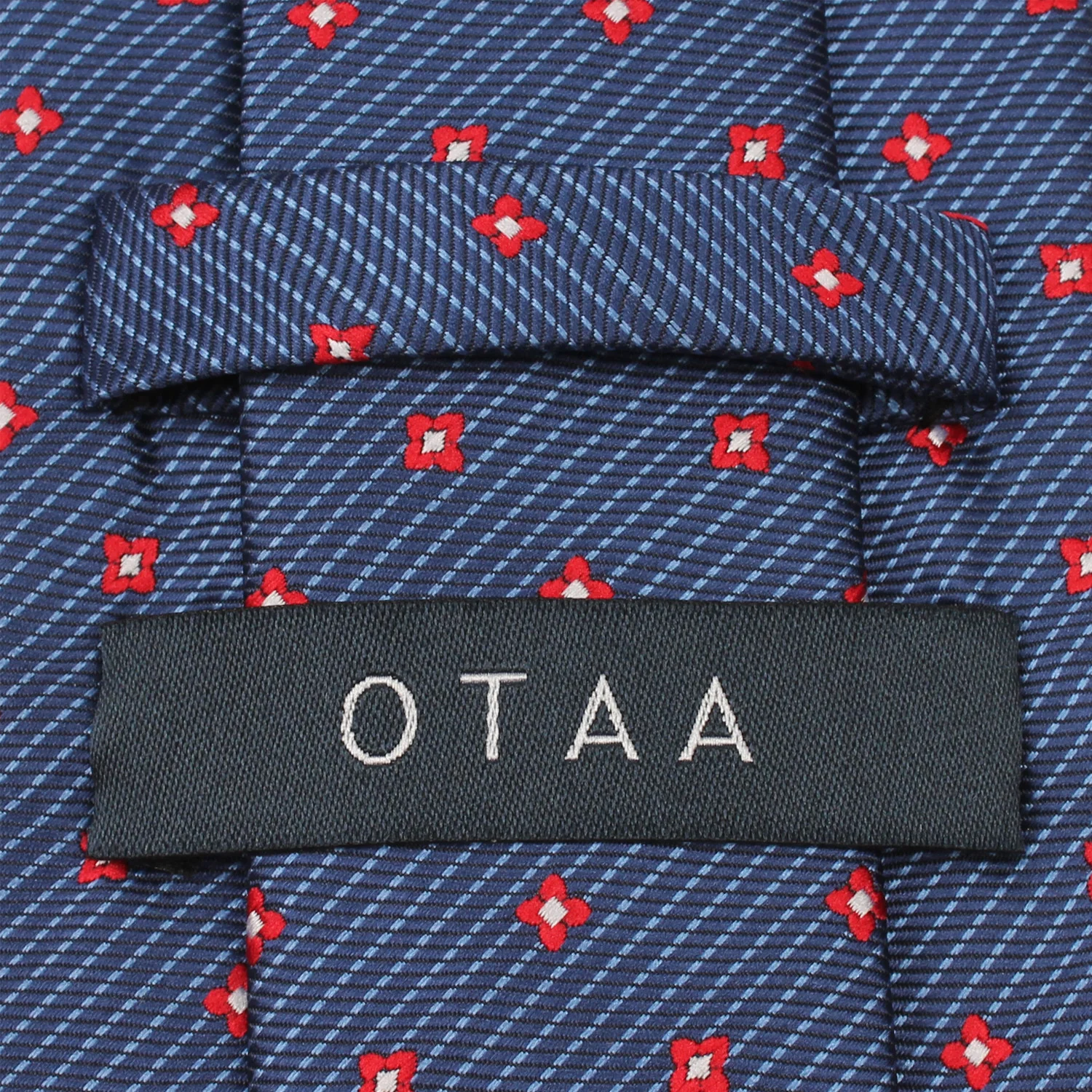 Navy Blue Tie with Red Pattern - Image 5