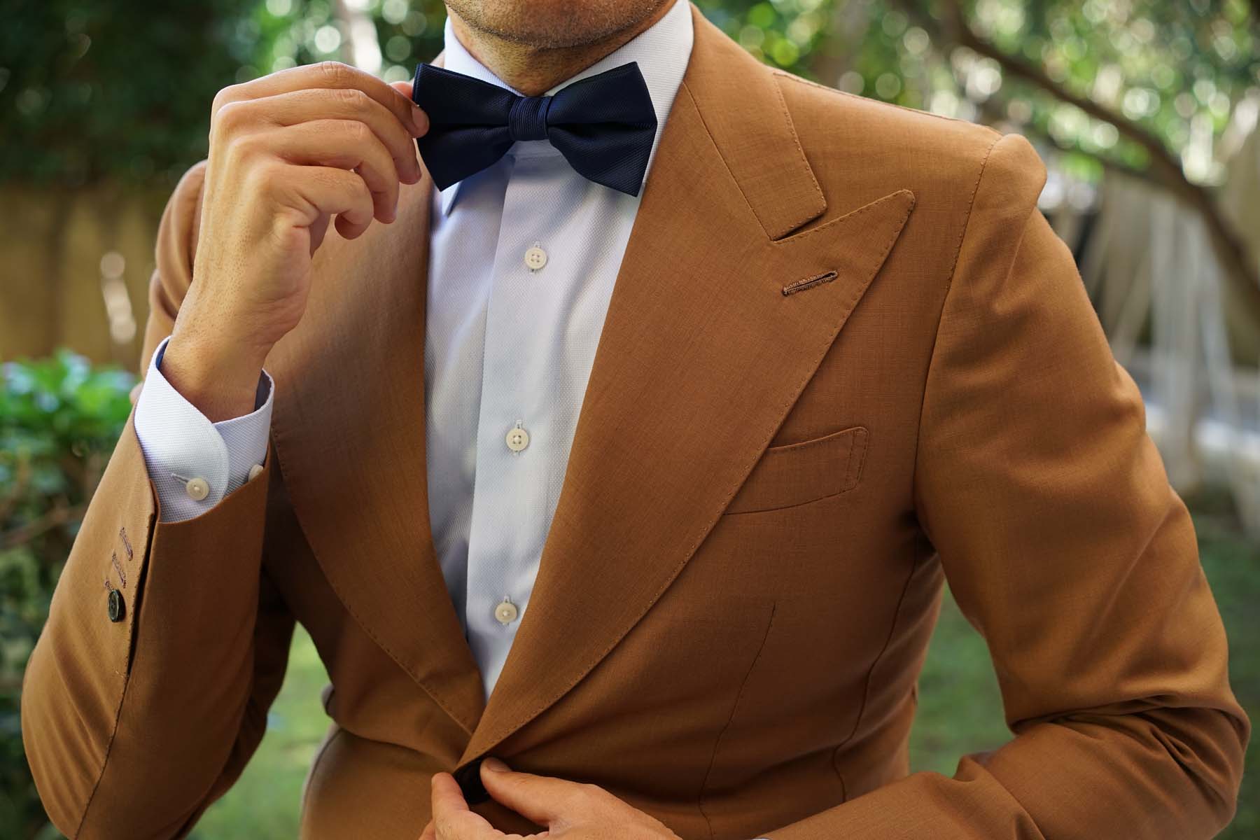 Navy Blue Weave Bow Tie - Image 3