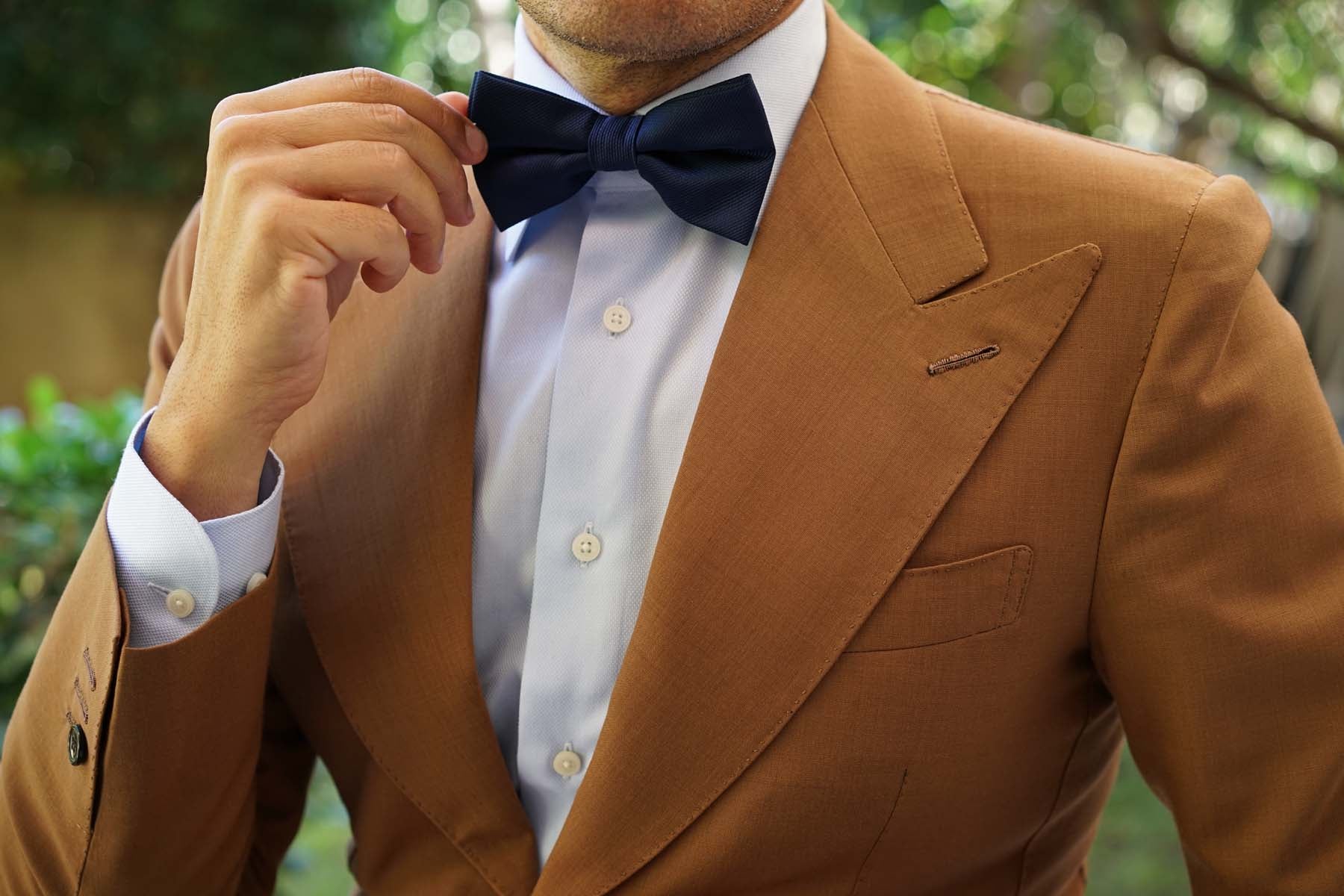 Navy Blue Weave Bow Tie - Image 5