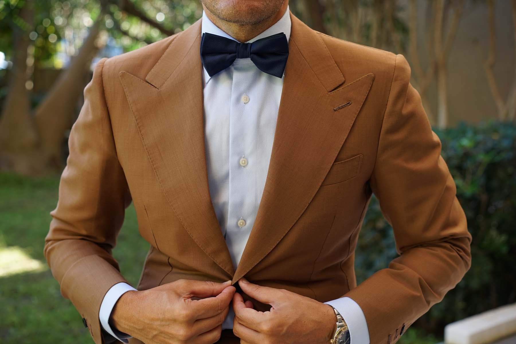 Navy Blue Weave Bow Tie - Image 6
