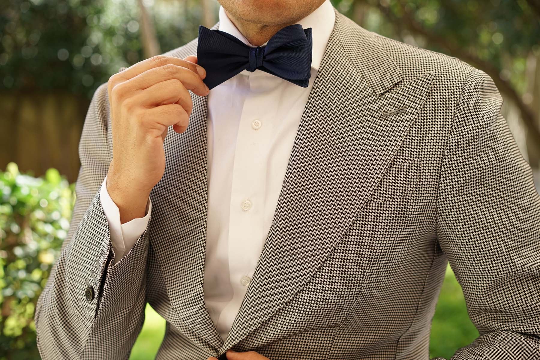 Navy Blue Weave Self Bow Tie - Image 6