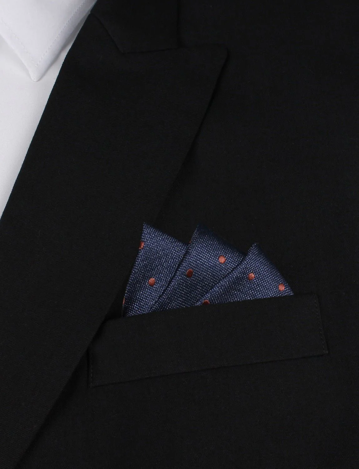 Navy Blue with Brown Polka Dots Pocket Square - Image 3