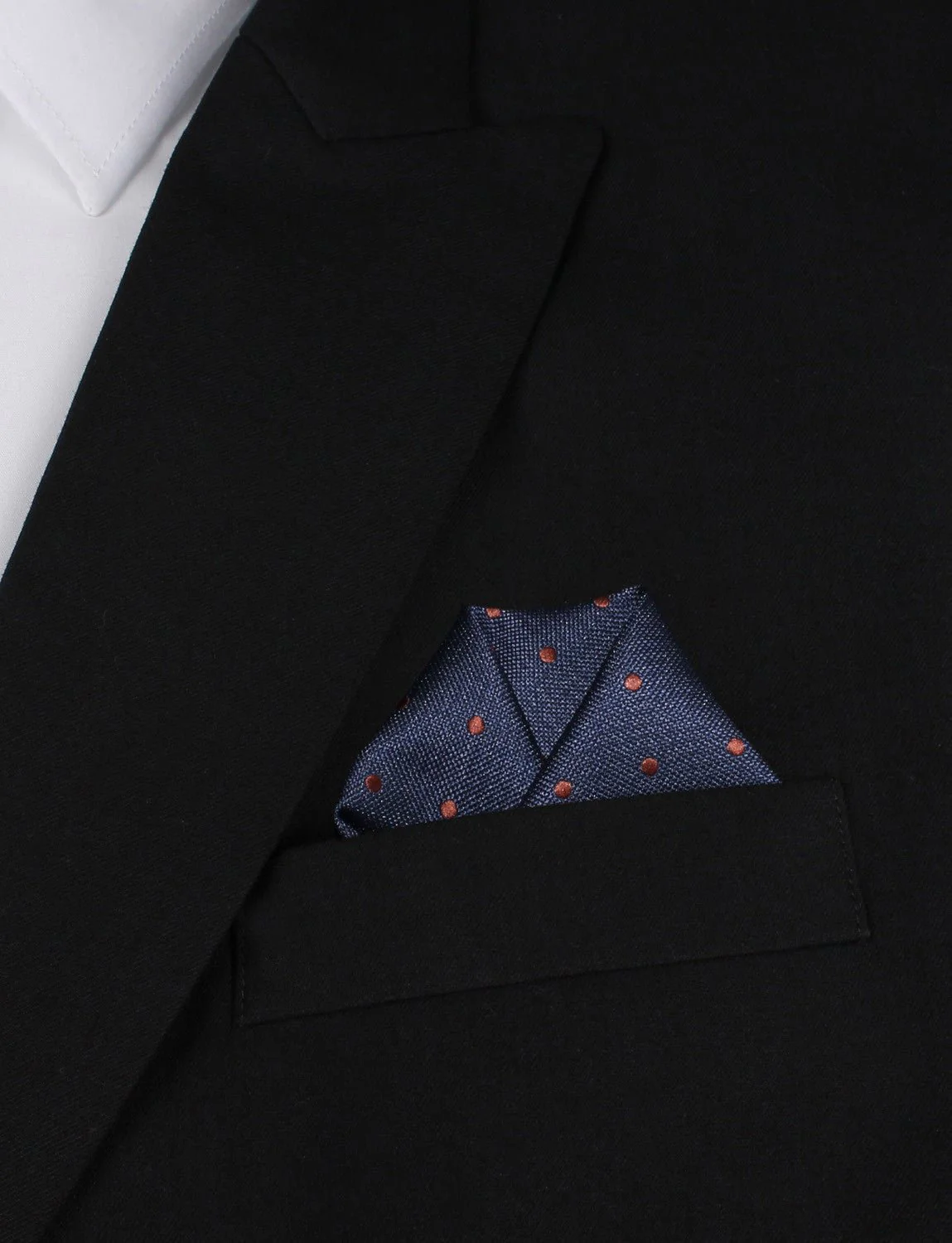 Navy Blue with Brown Polka Dots Pocket Square - Image 4