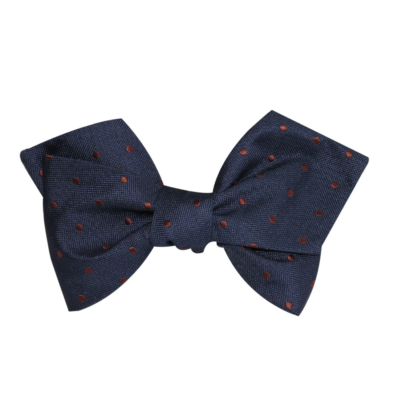 Navy Blue with Brown Polka Dots Self Tie Diamond Tip Bow Tie - Image 2
