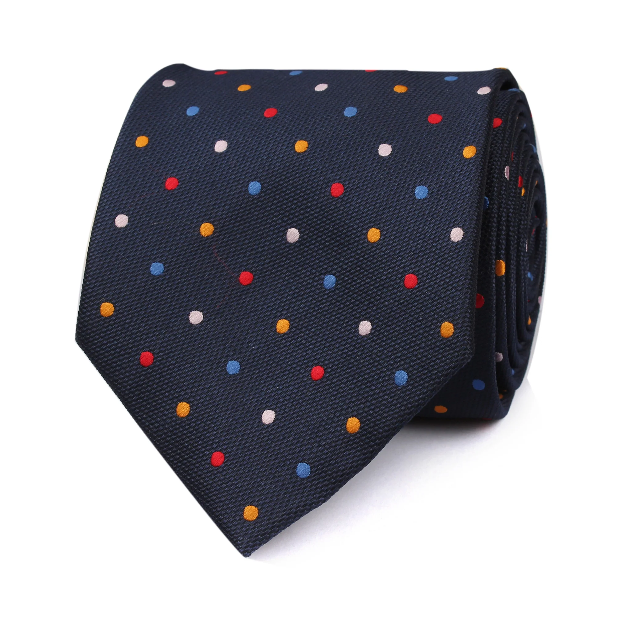 Navy Blue with Confetti Polka Dots Necktie - Image 2
