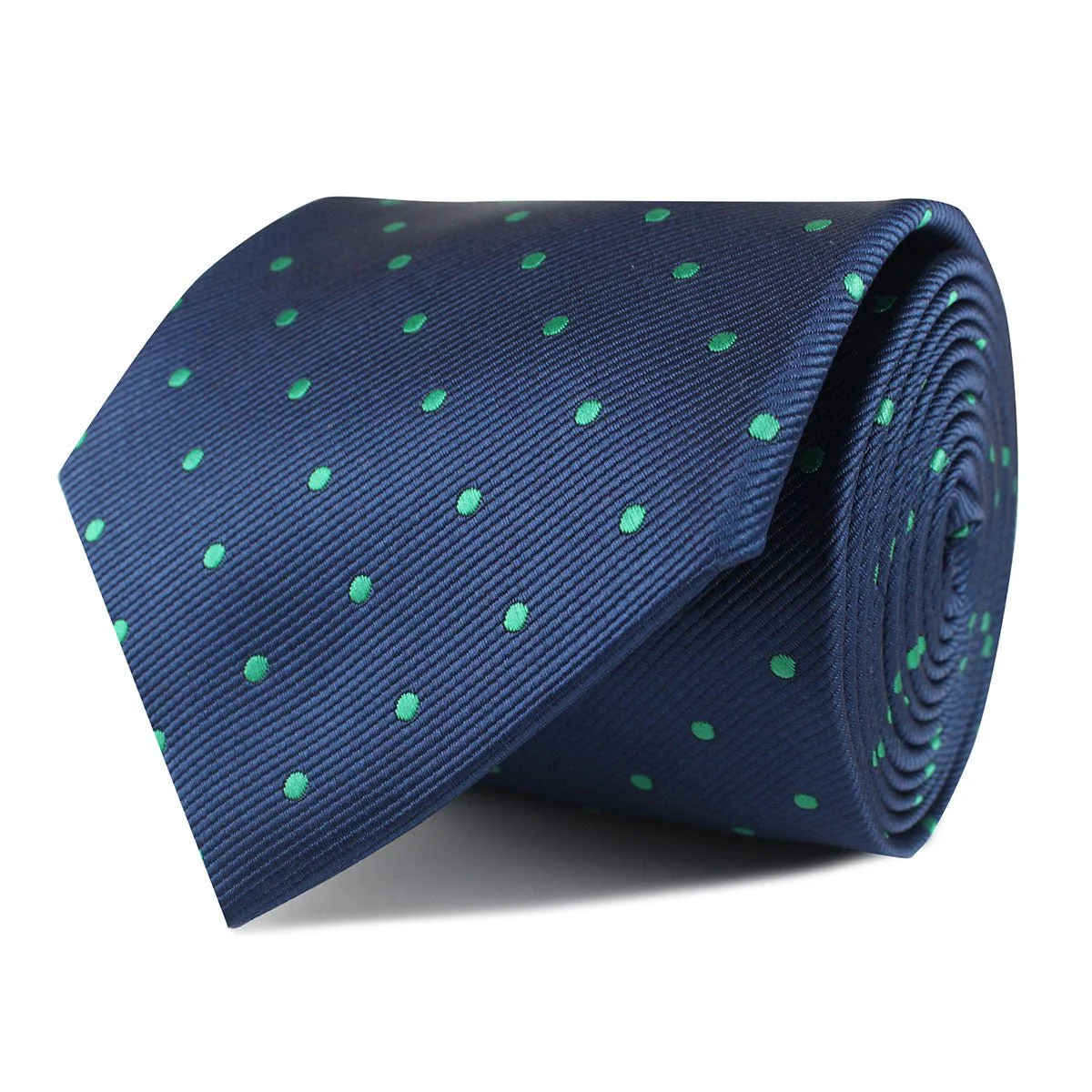Navy Blue with Green Polka Dots Necktie - Image 2