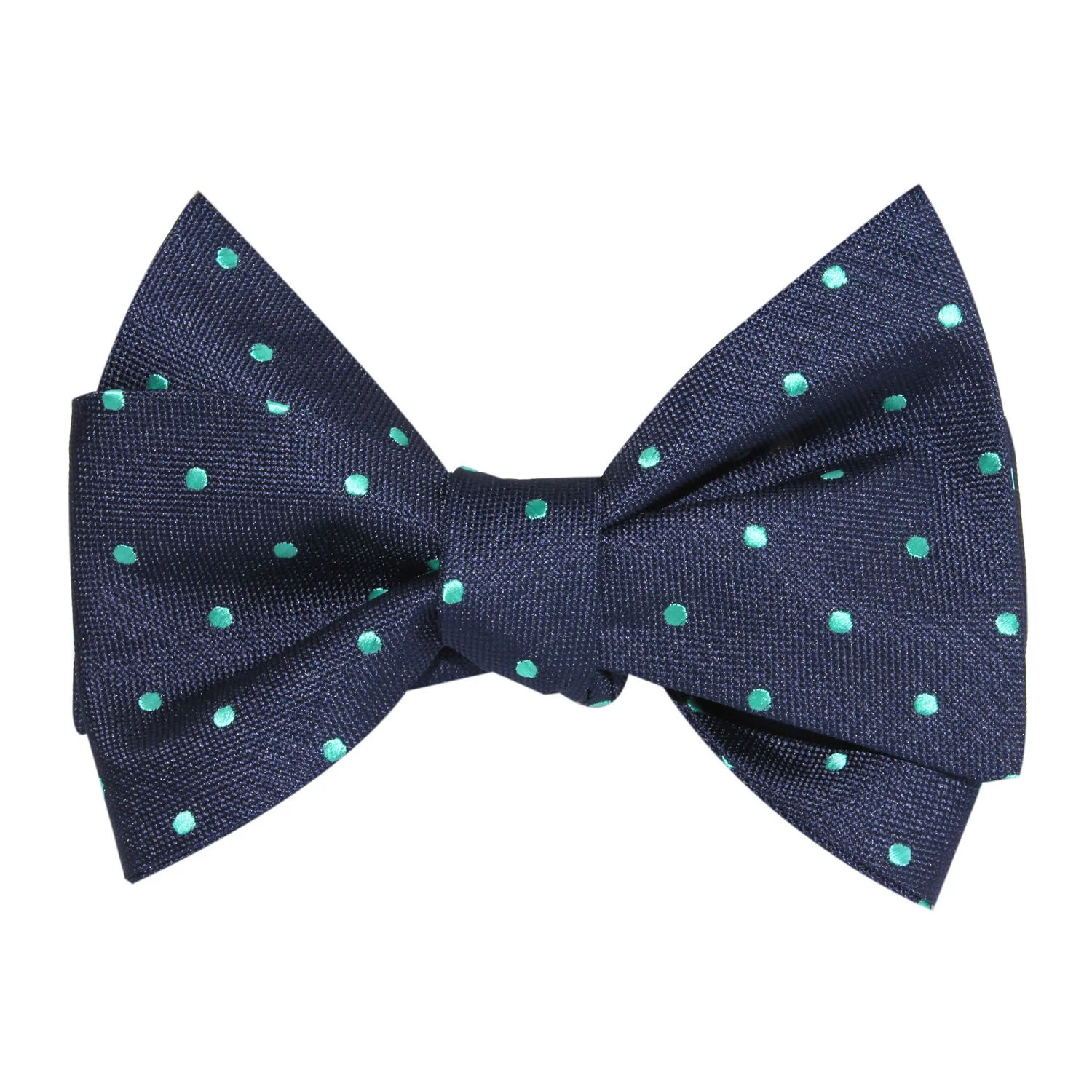 Navy Blue with Mint Green Polka Dots Self Tie Bow Tie - Image 3