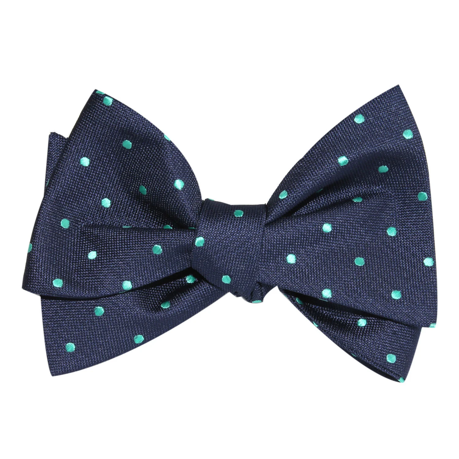 Navy Blue with Mint Green Polka Dots Self Tie Bow Tie - Image 4
