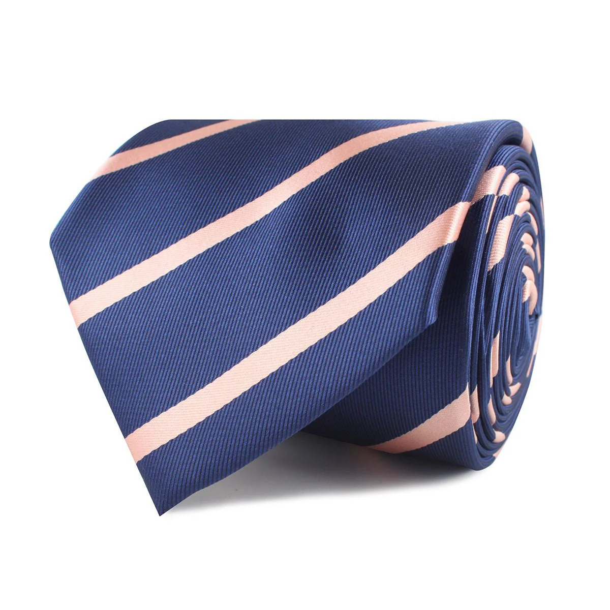 Navy Blue with Peach Stripes Necktie - Image 2